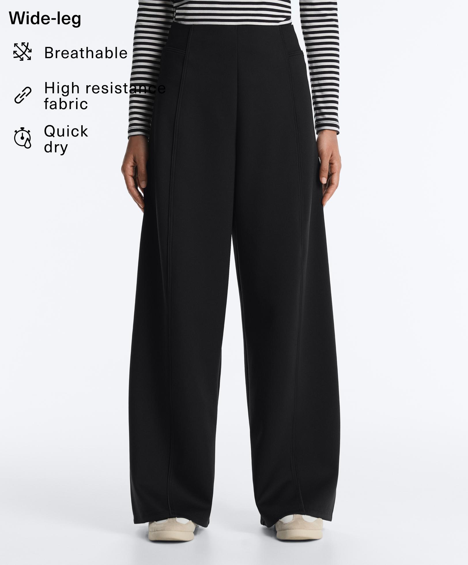 Neoprene effect high rise wide-leg trousers Neoprene effect high rise wide-leg trousers
