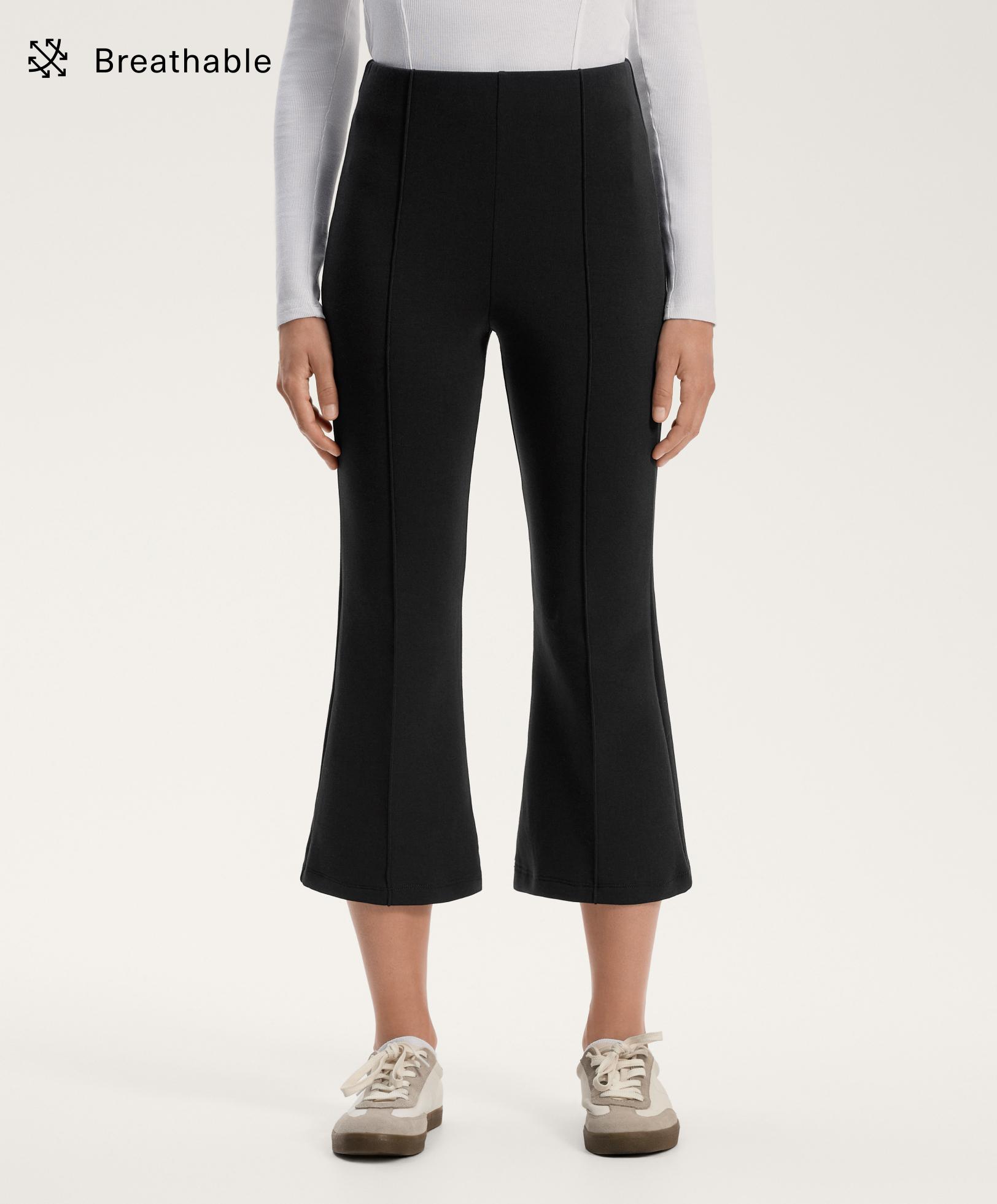 Cotton blend seam detail flare capri trousers Cotton blend seam detail flare capri trousers
