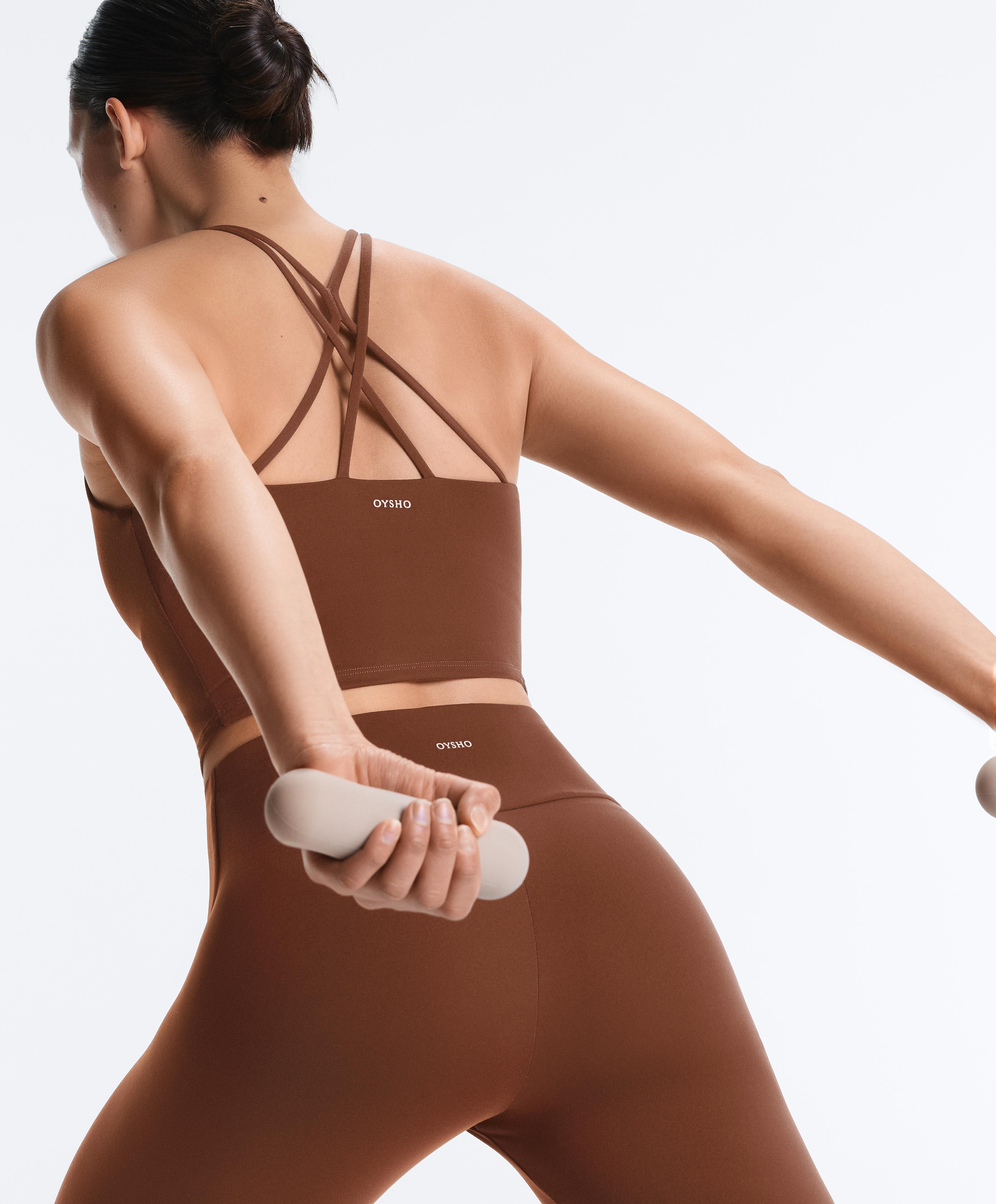 Comfortlux strappy tank top with cups — COFFEE