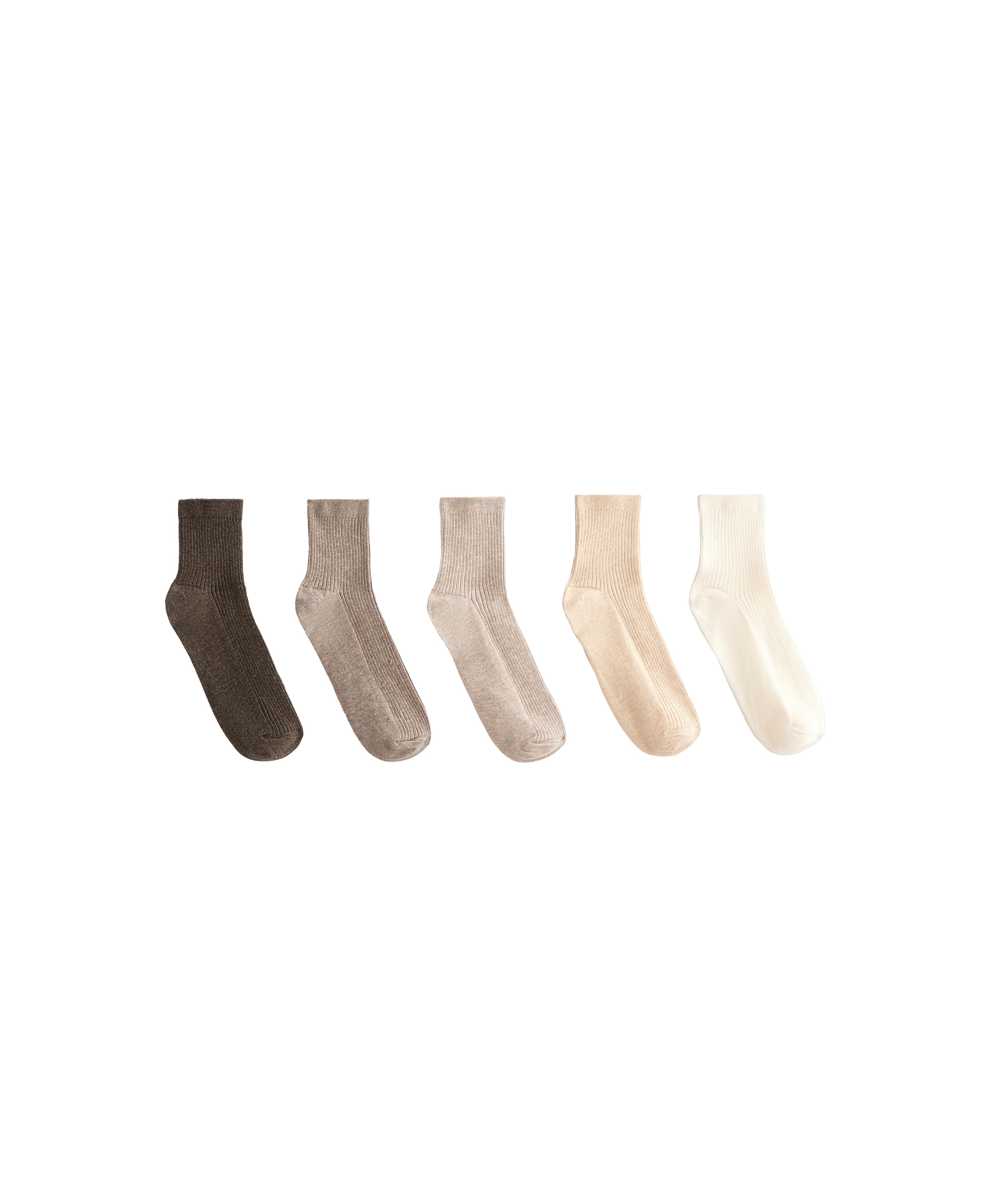 5 pairs of quarter cotton socks — SAND MELANGE