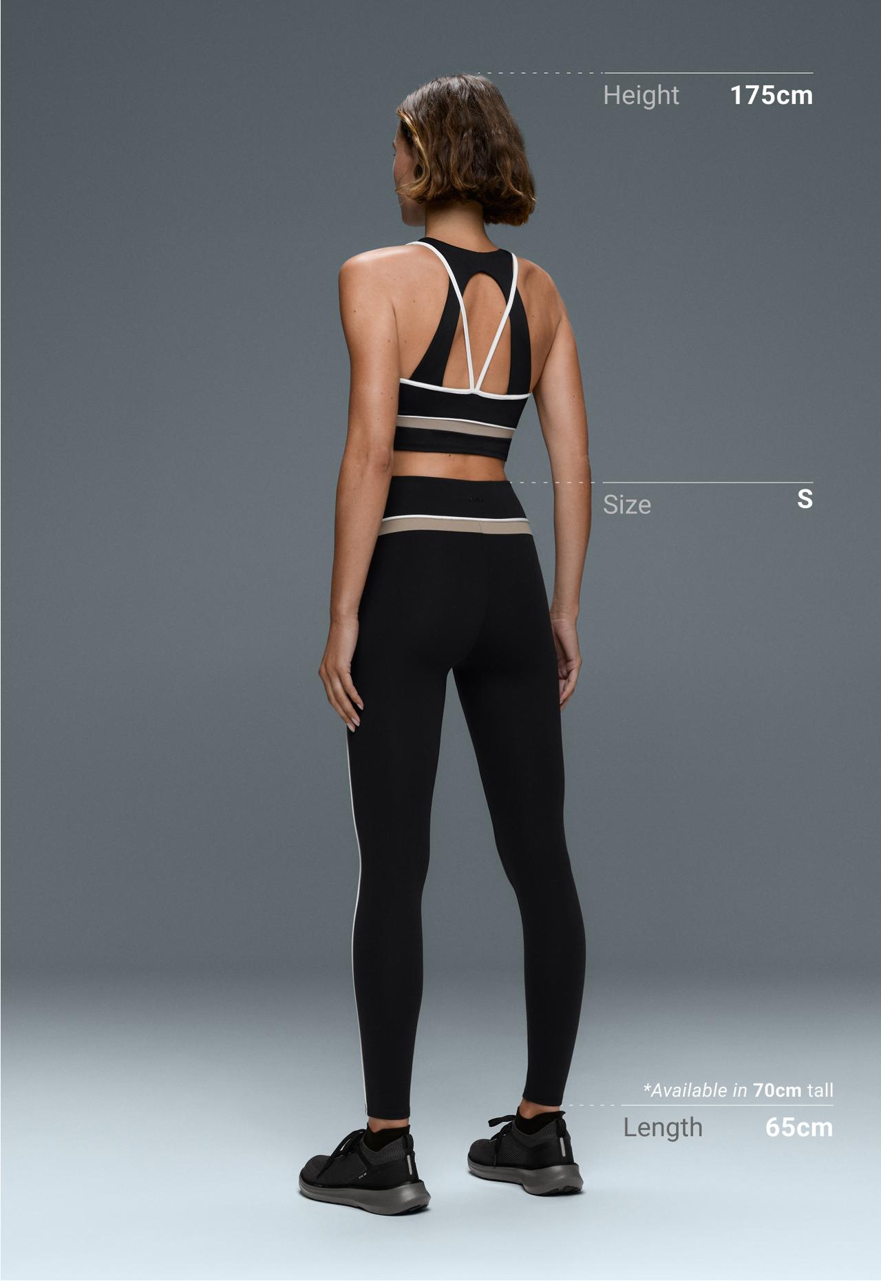 Comfortlux high-rise colour-block piping leggings — BLACK