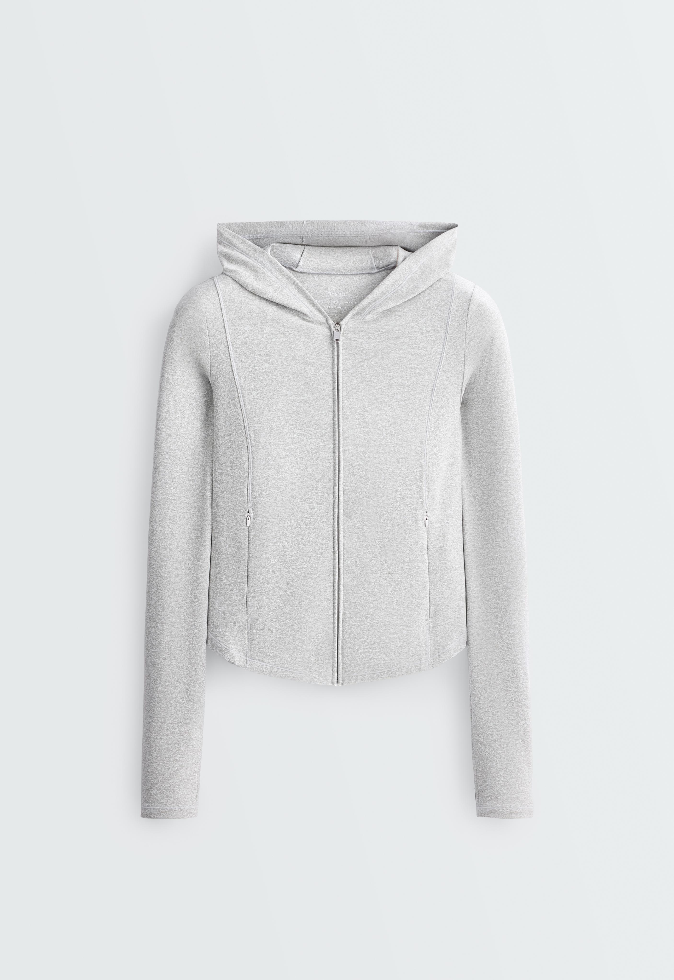 Technical marl hooded jacket — GREY MELANGE
