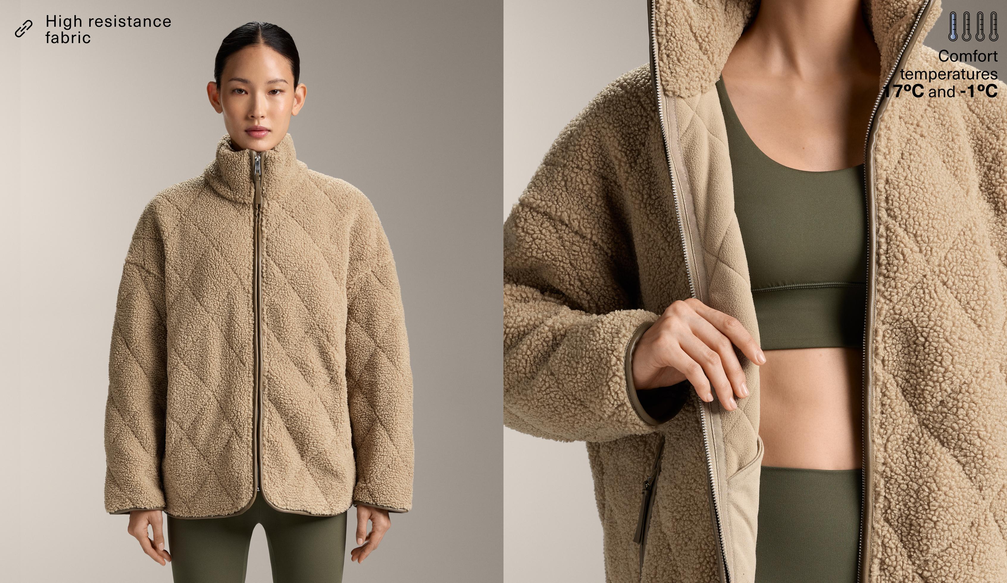 Veste effet mouton matelassée losanges Veste effet mouton matelassée losanges