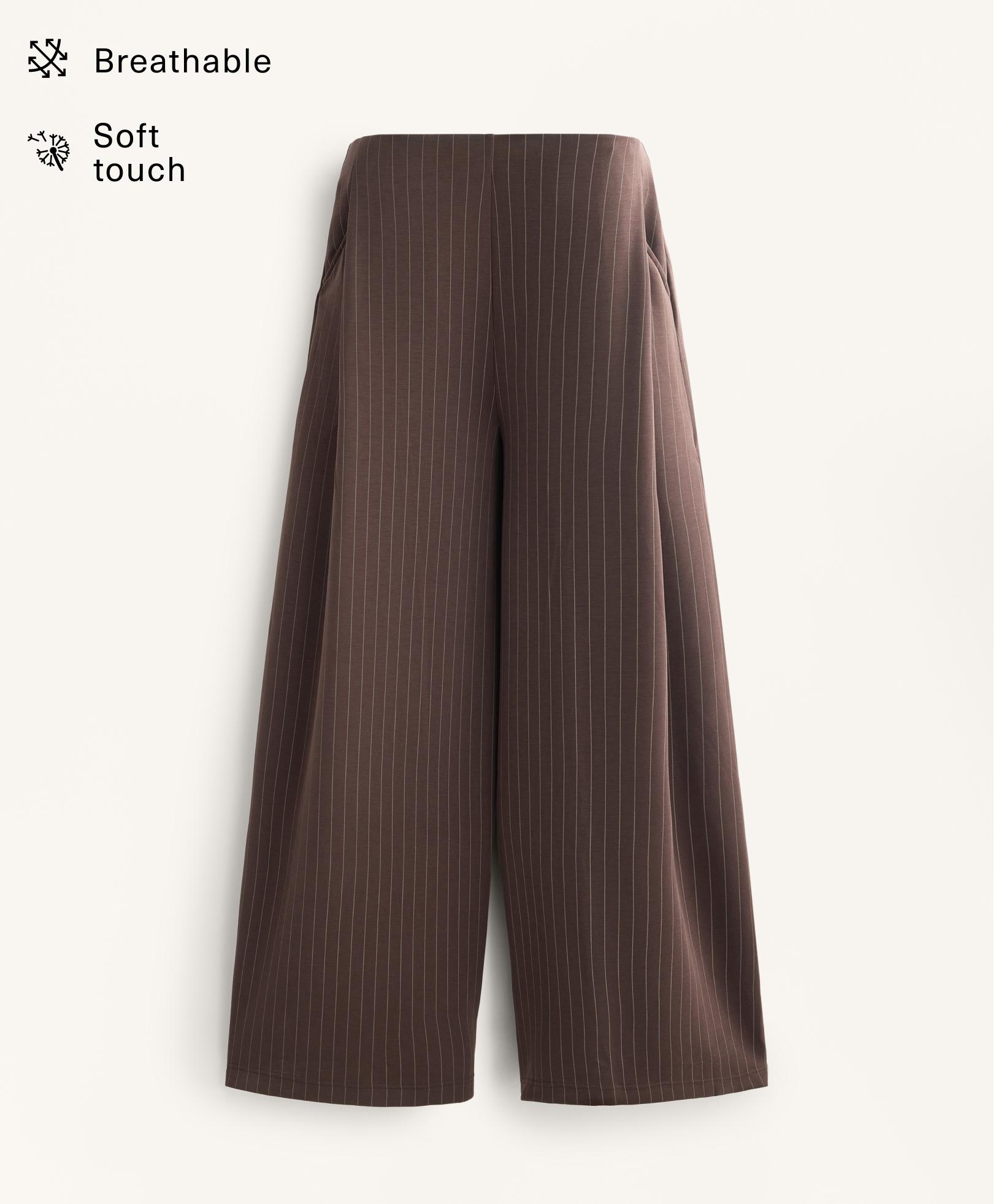 Wide-leg striped trousers with soft-touch modal