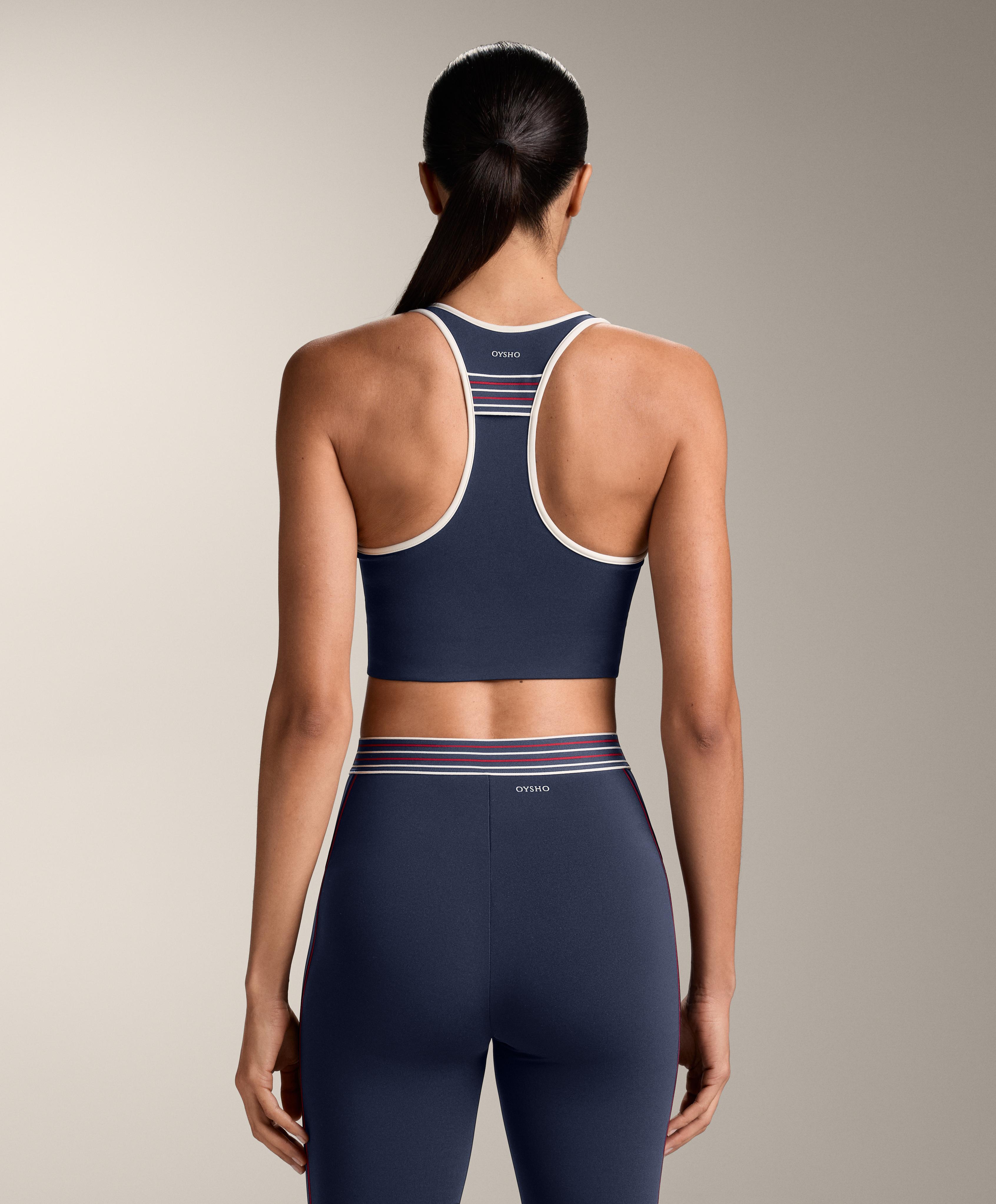 Compressive medium support sports bra with rubber cups Compressive medium support sports bra with rubber cups