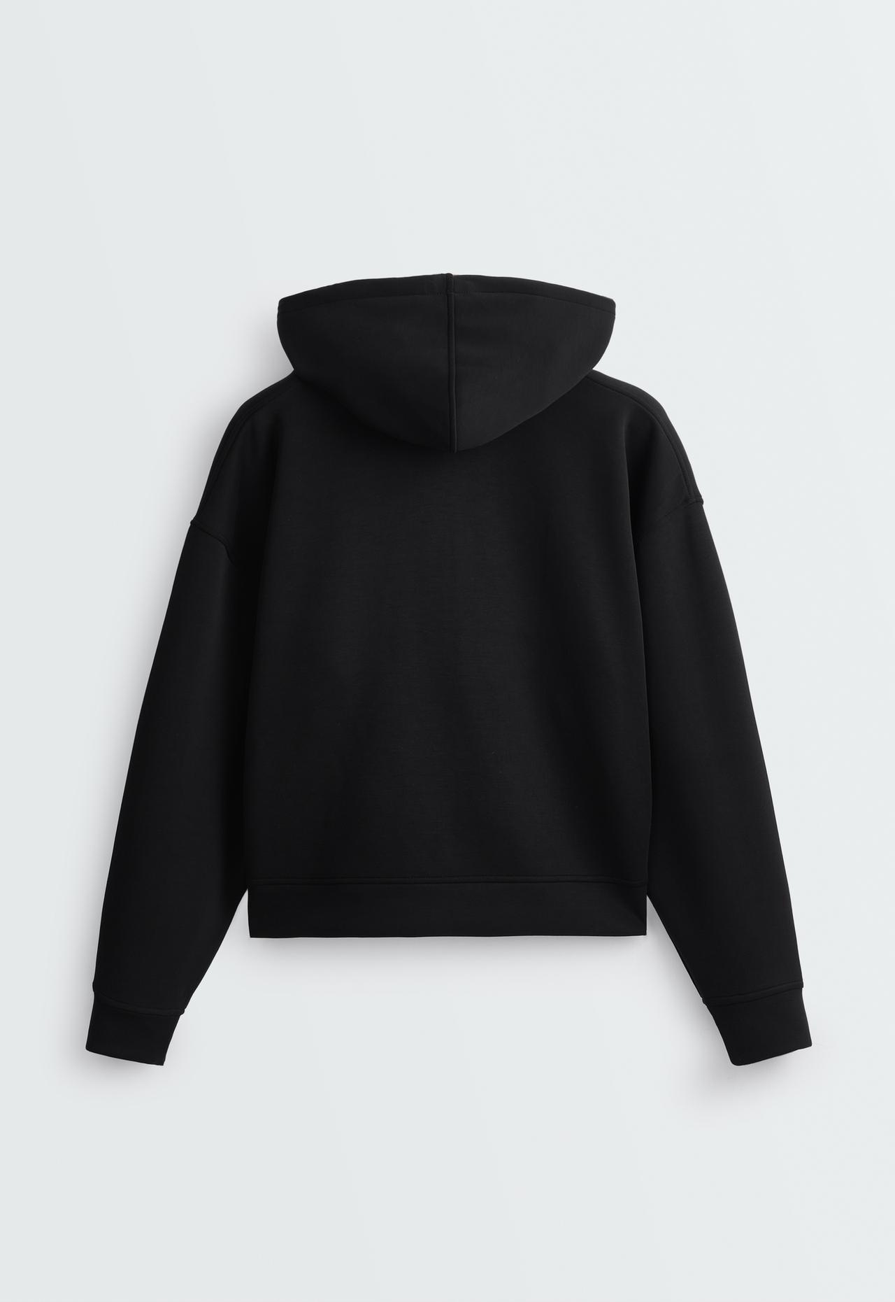 Boxy sweatshirt with brushed modal — BLACK