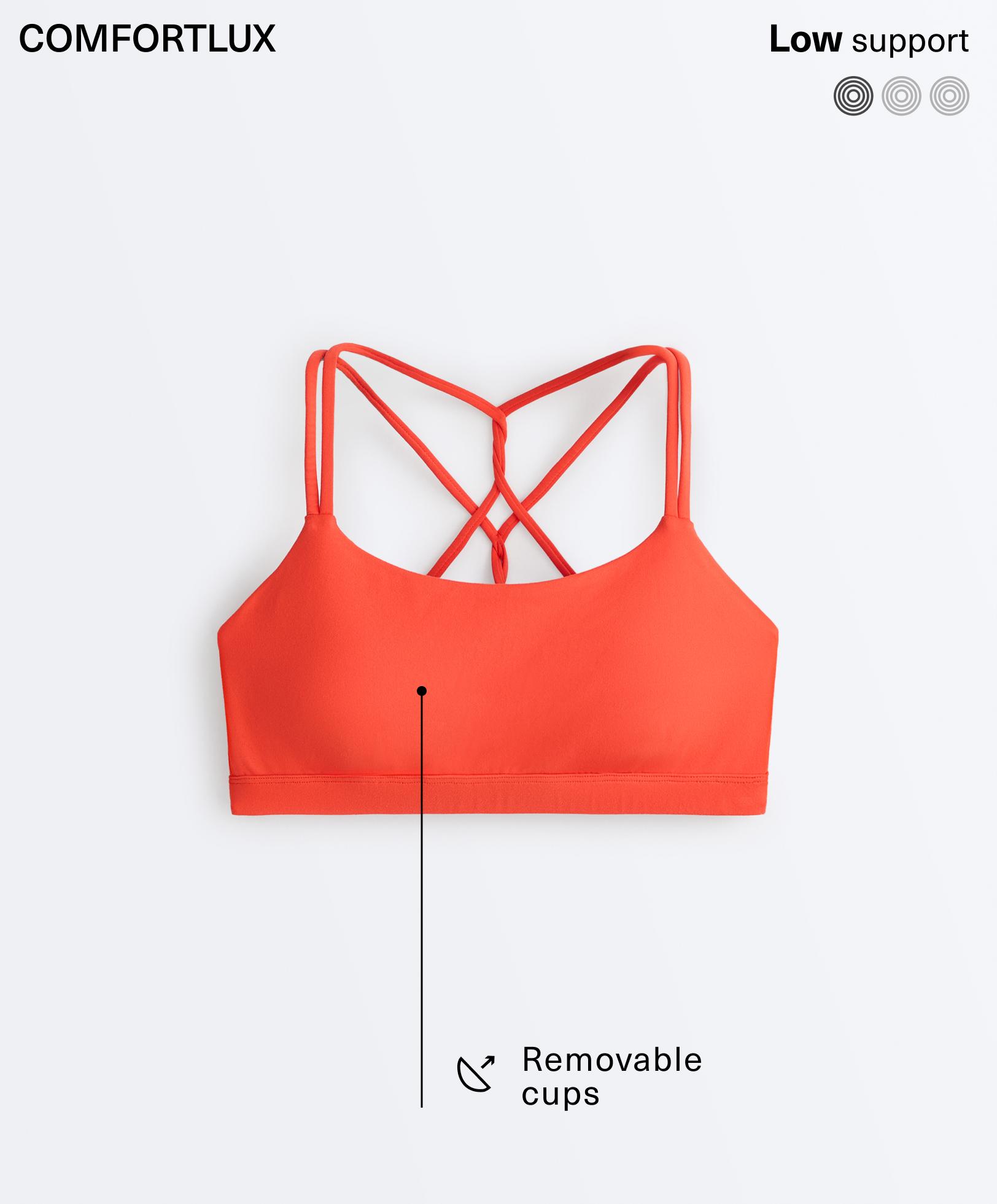 Comfortlux low-support crossover strap sports bra — BRIGHT ORANGE