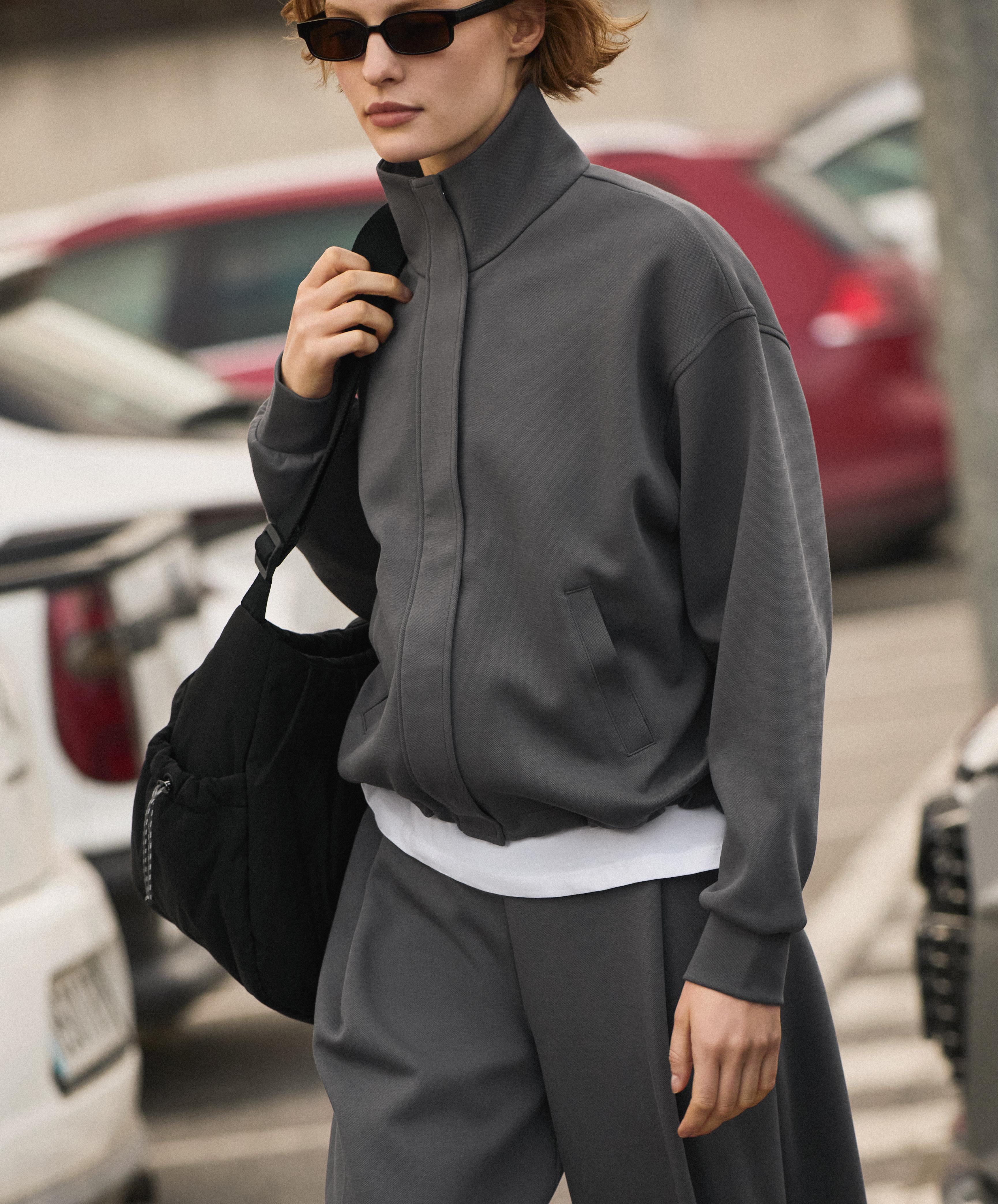 Piqué jacket with cotton — ASPHALT GREY