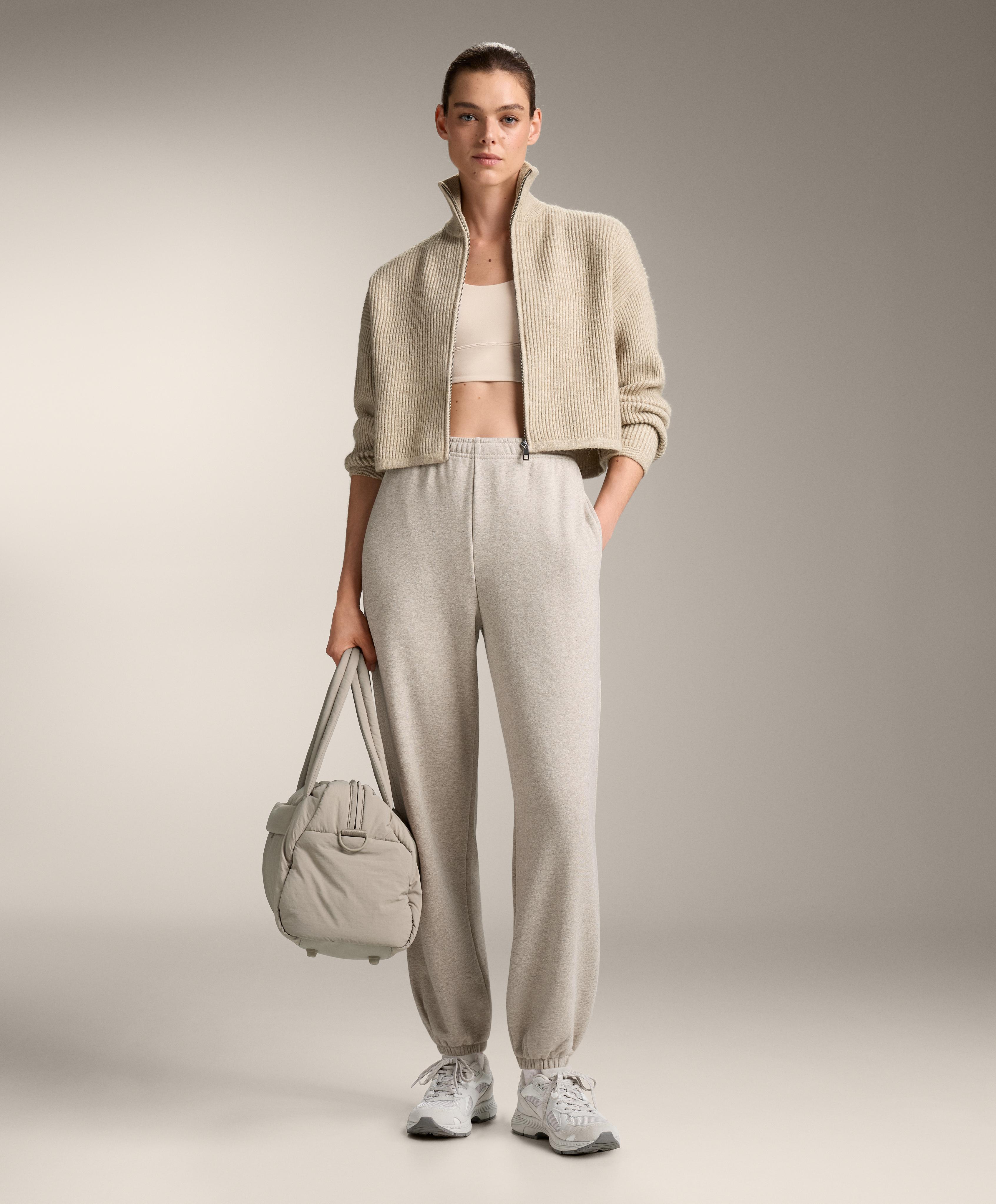 Crop high neck rib knit jacket Crop high neck rib knit jacket