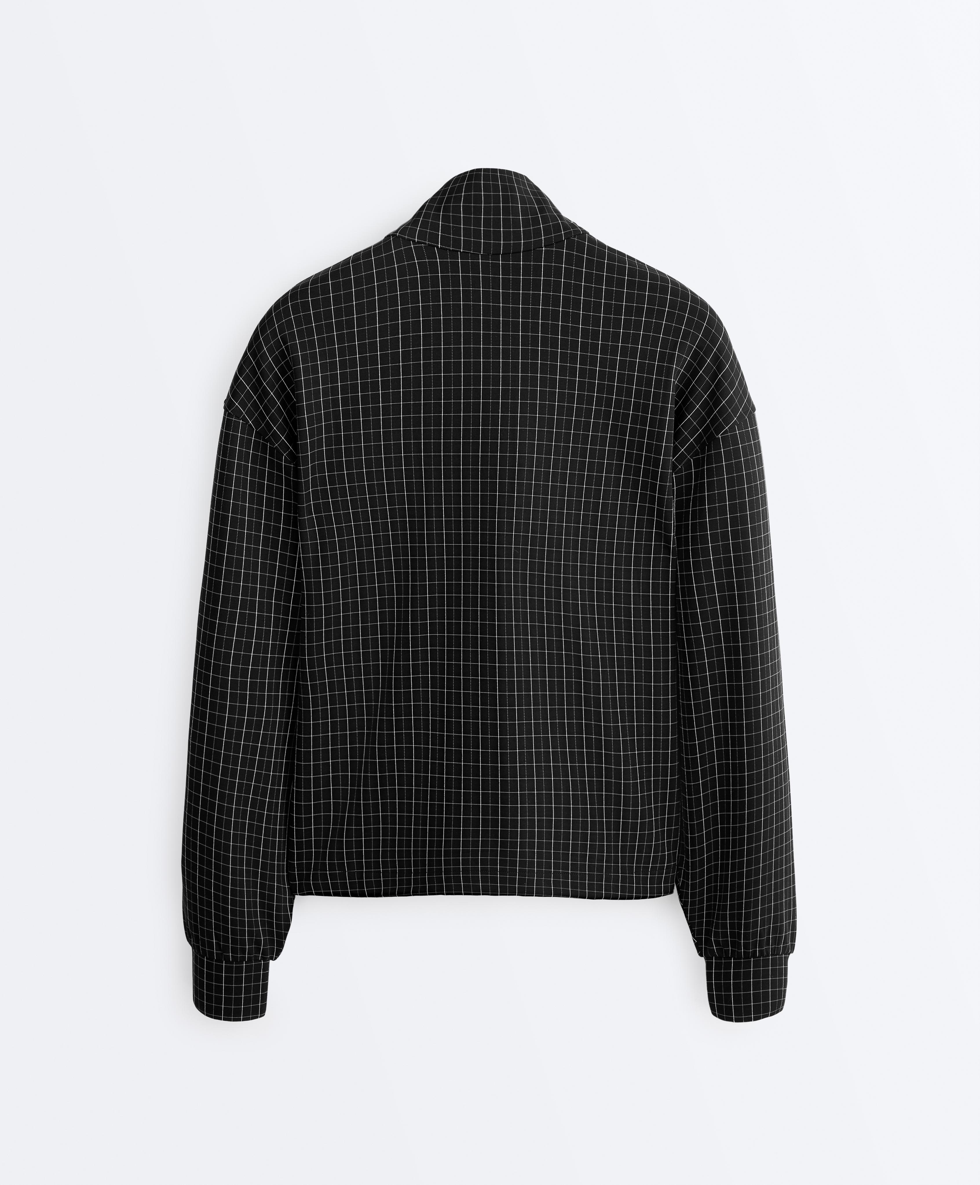 Check high neck jacket — BLACK