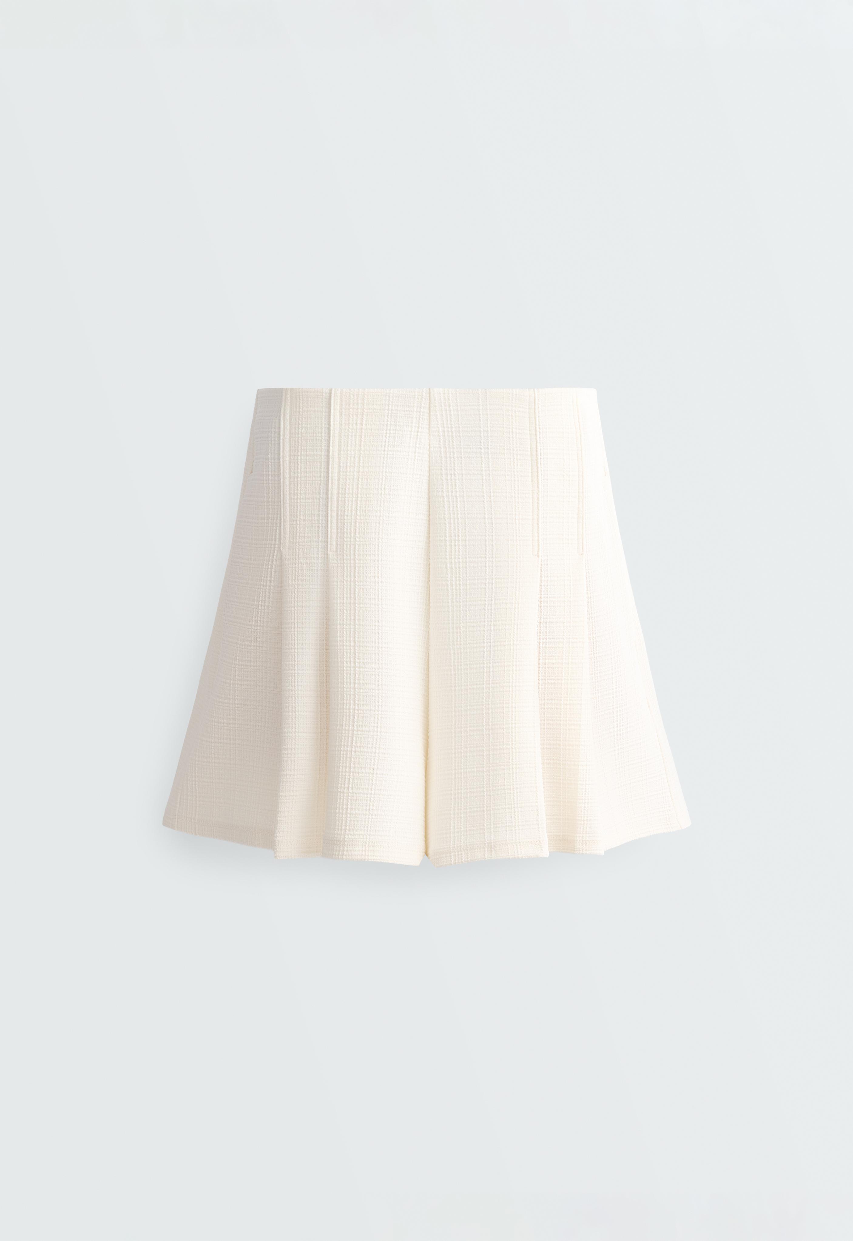 Striped textured cotton bermuda shorts — PALE ECRU