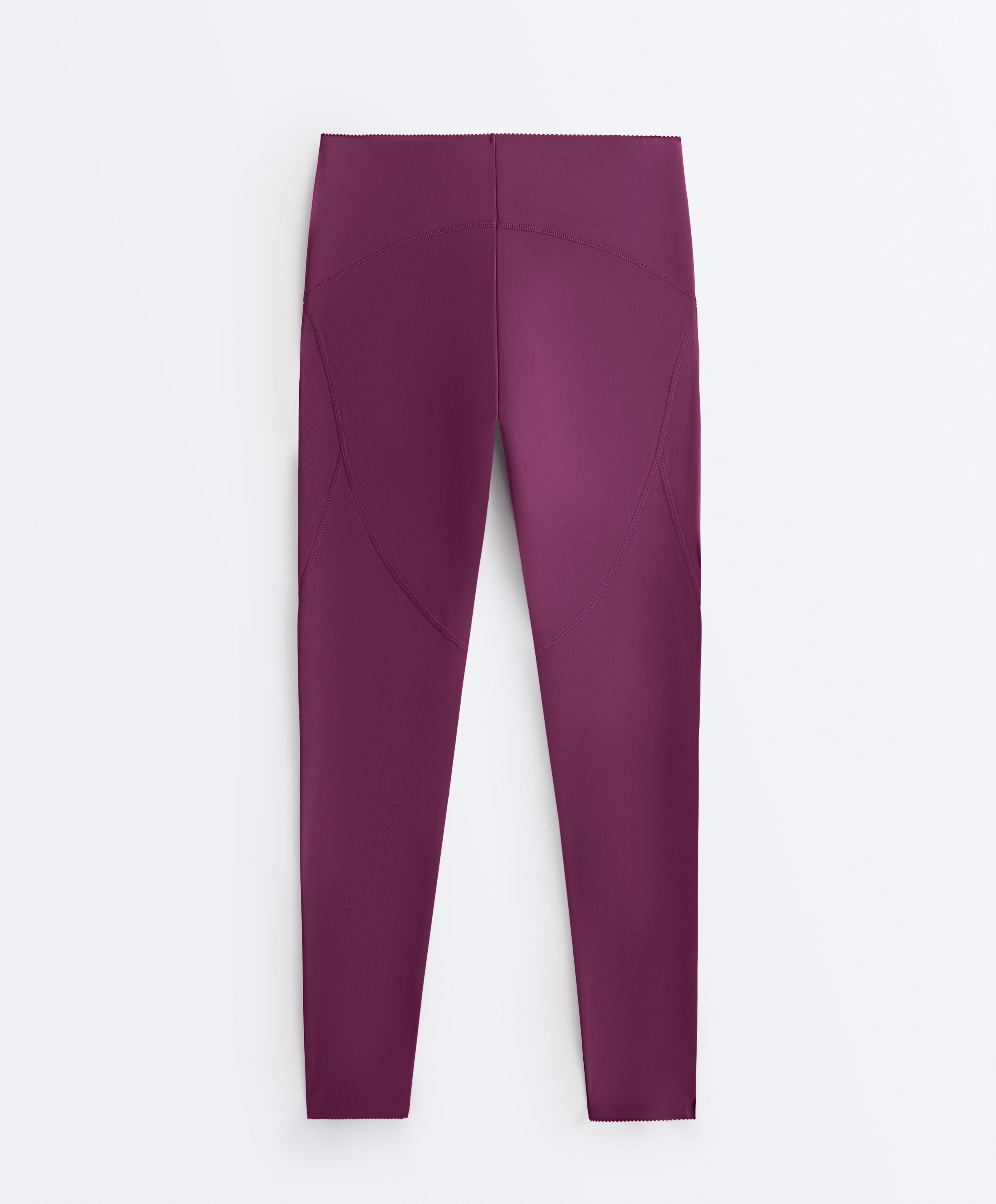 Basic compressive high-waisted ankle-length leggings — DARK PLUM
