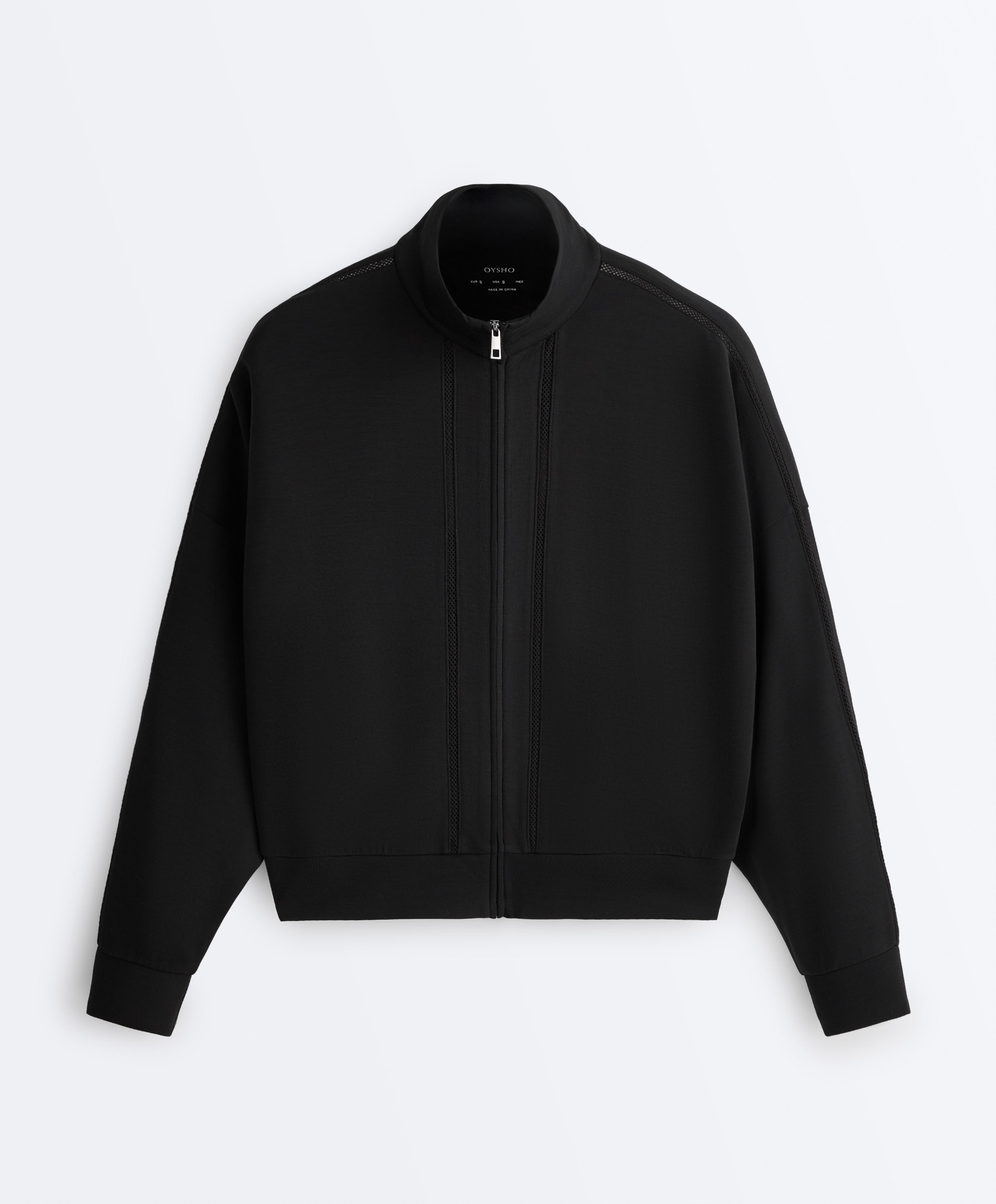 Soft-touch modal jacket with hemstitch — BLACK