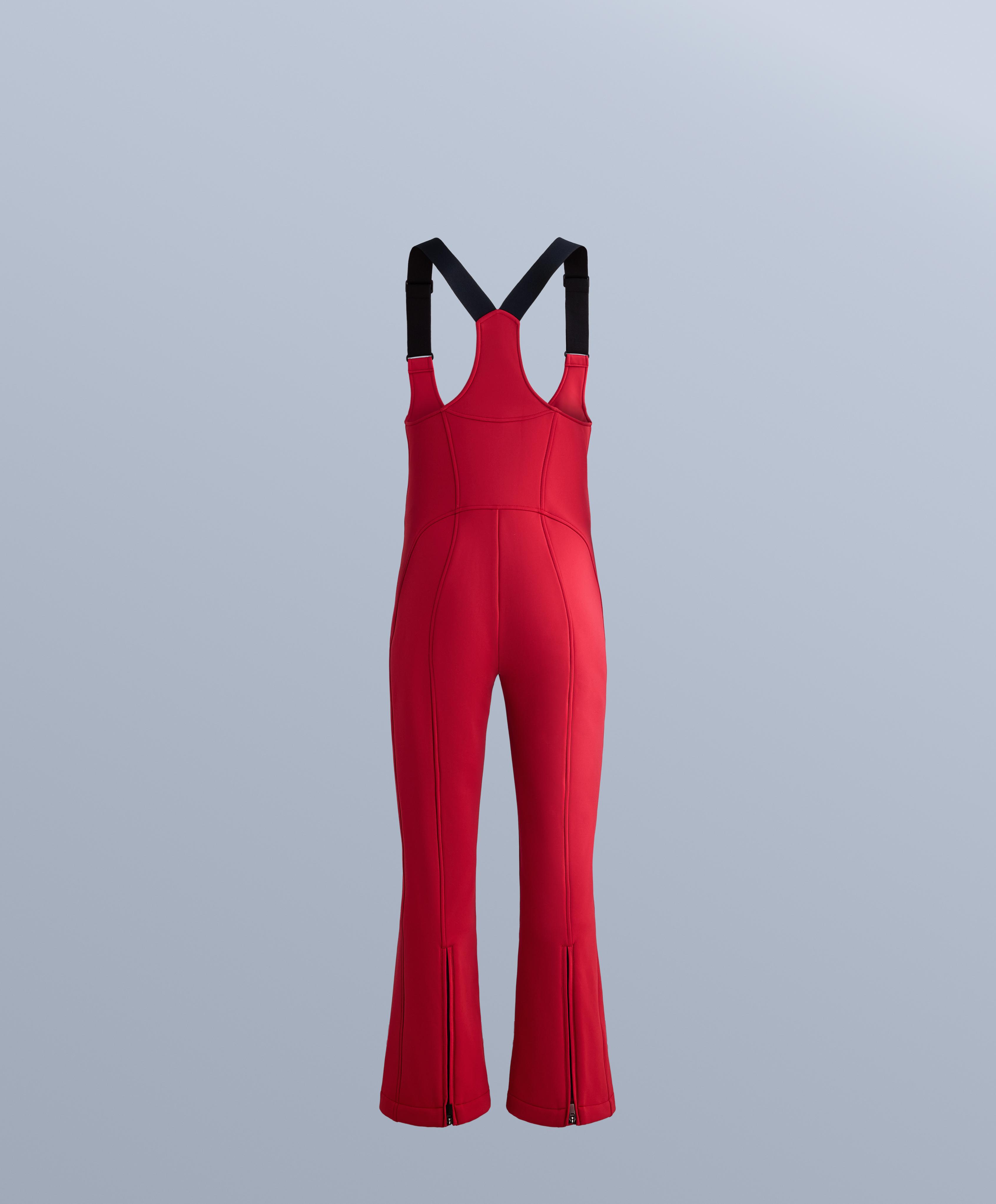 Water-resistant SKI flare dungarees — RED