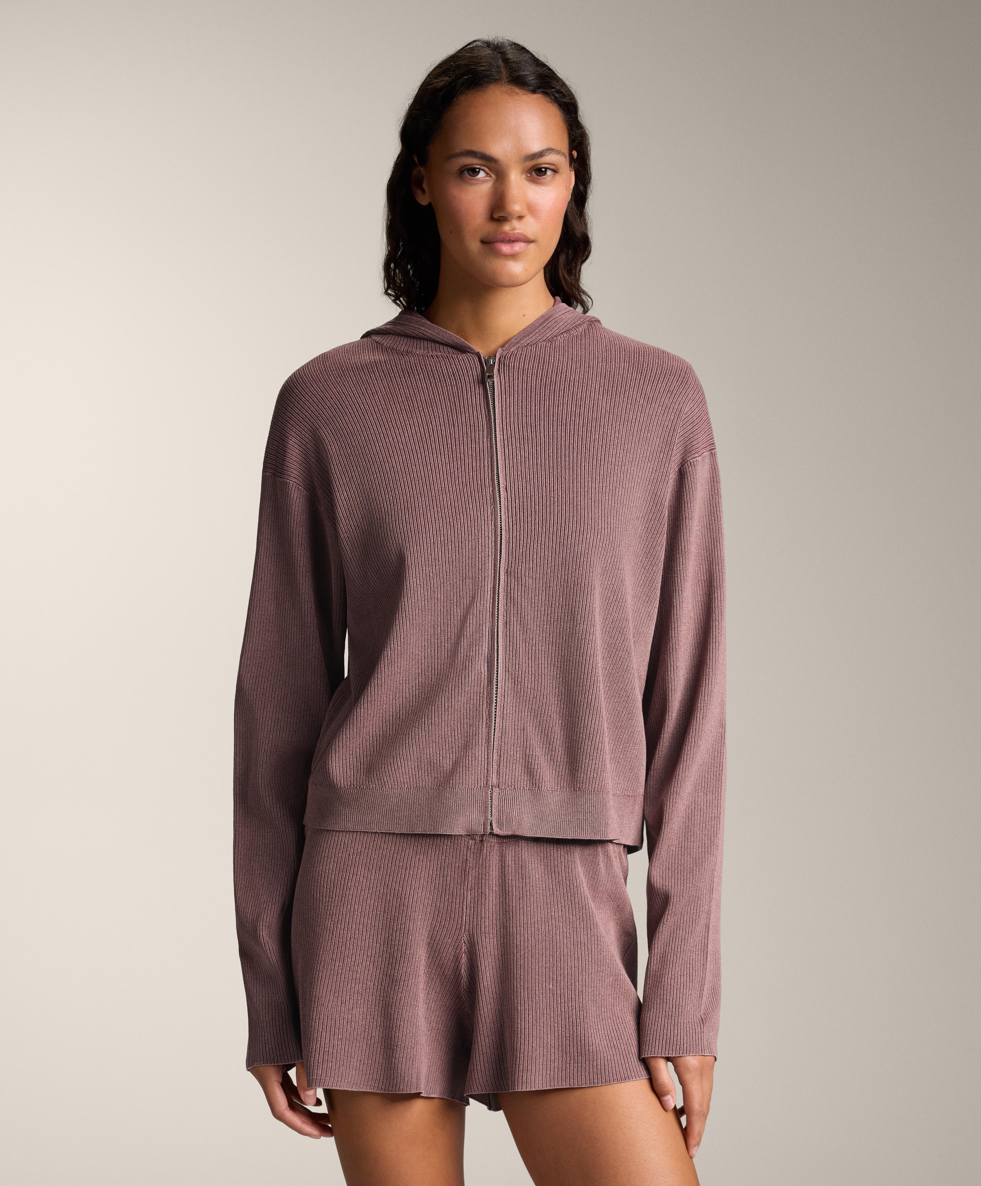 Chaqueta punto rib capucha