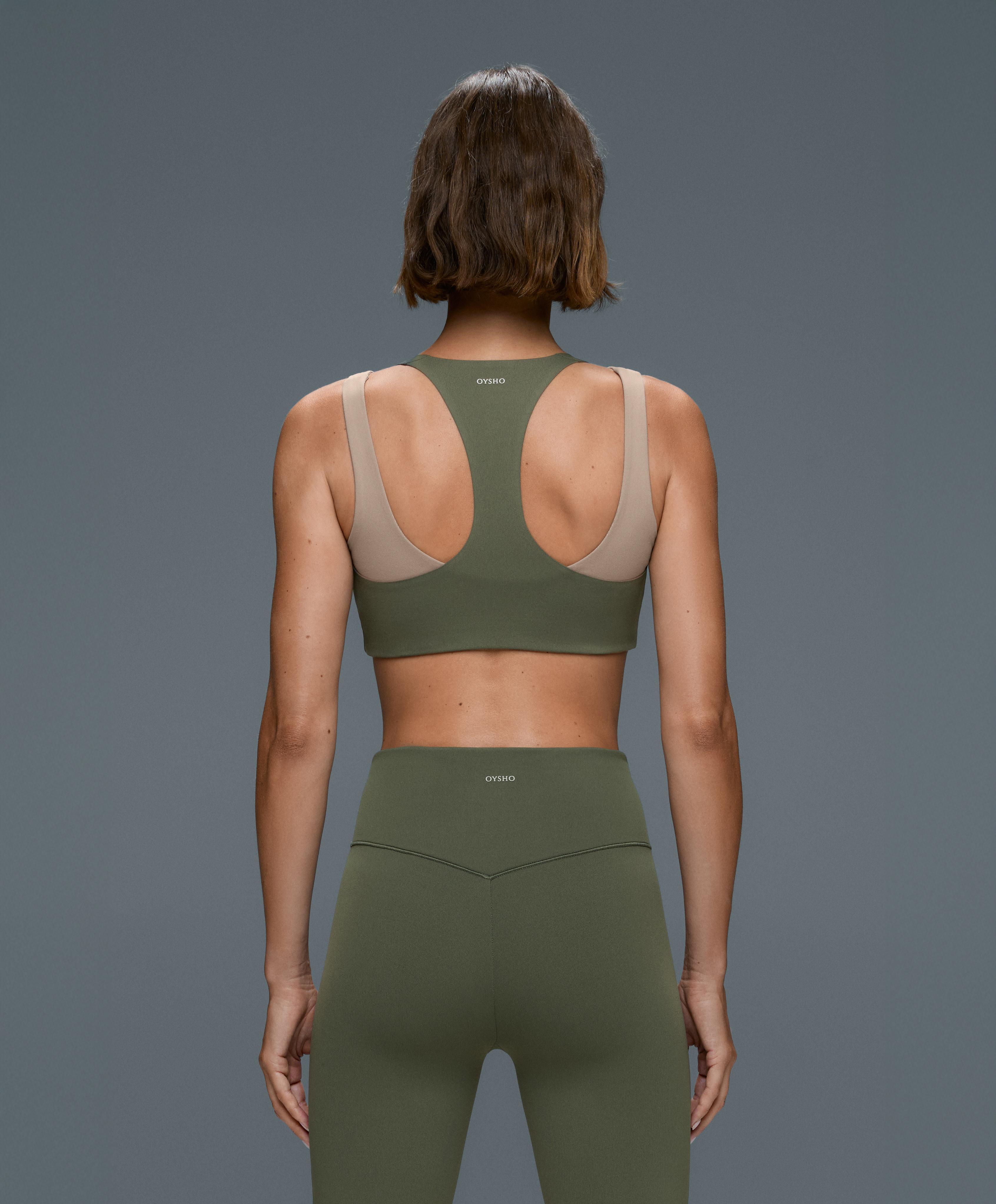 Evermove medium-support double-layer sports bra — KHAKI