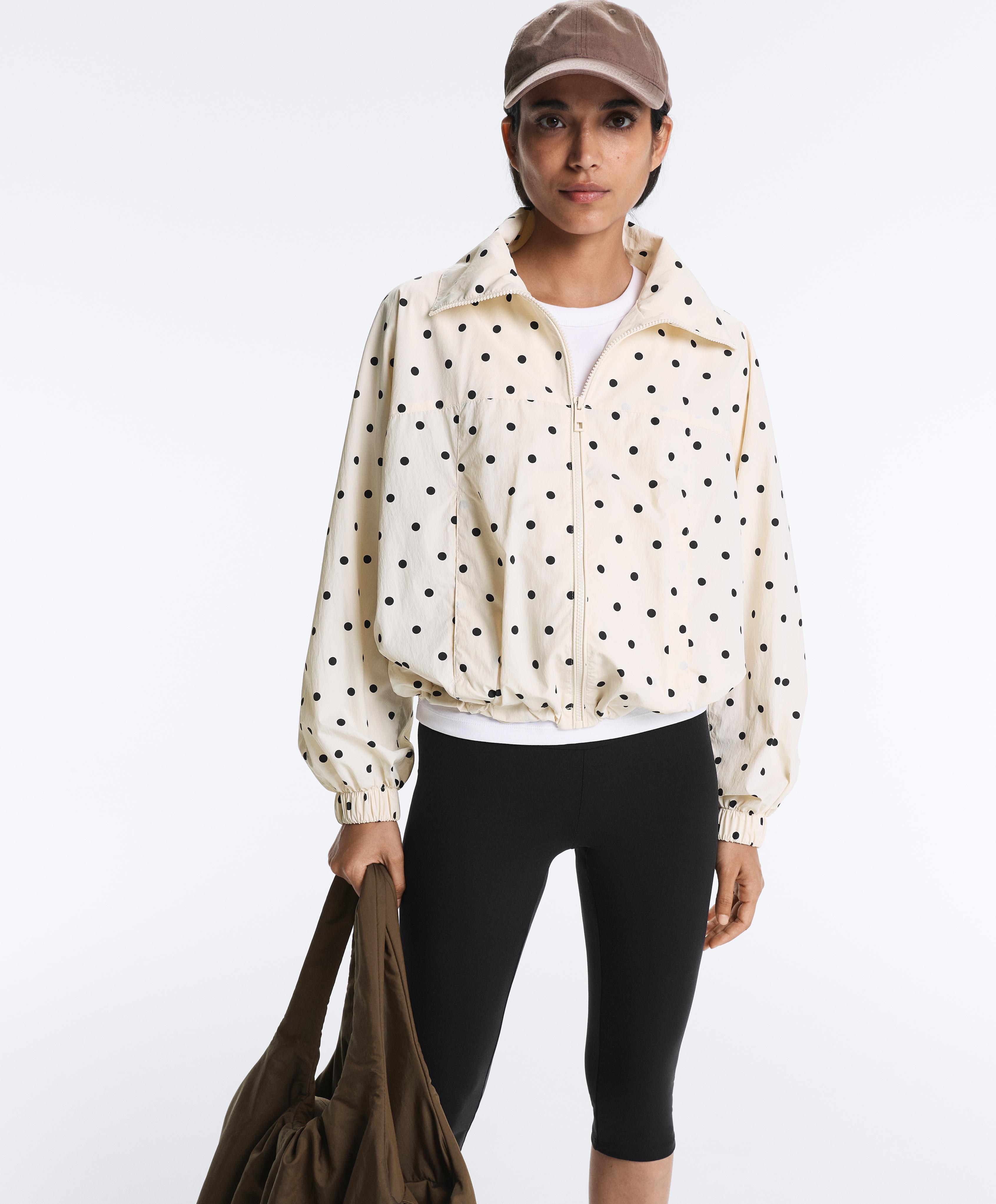 Polka dot water-repellent jacket — PALE ECRU