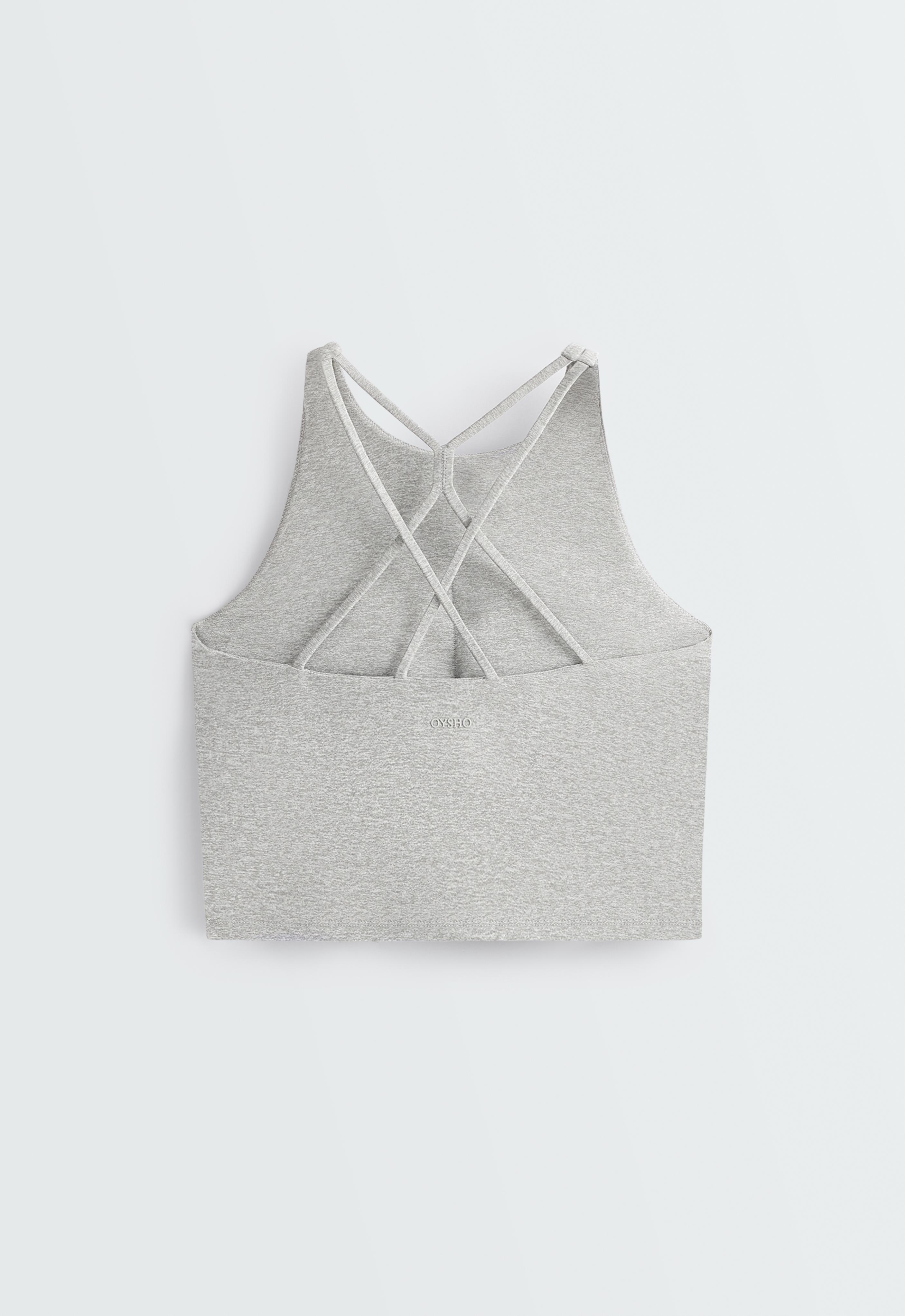 Comfortlux heathered strap tank top with cups — PALE GREY