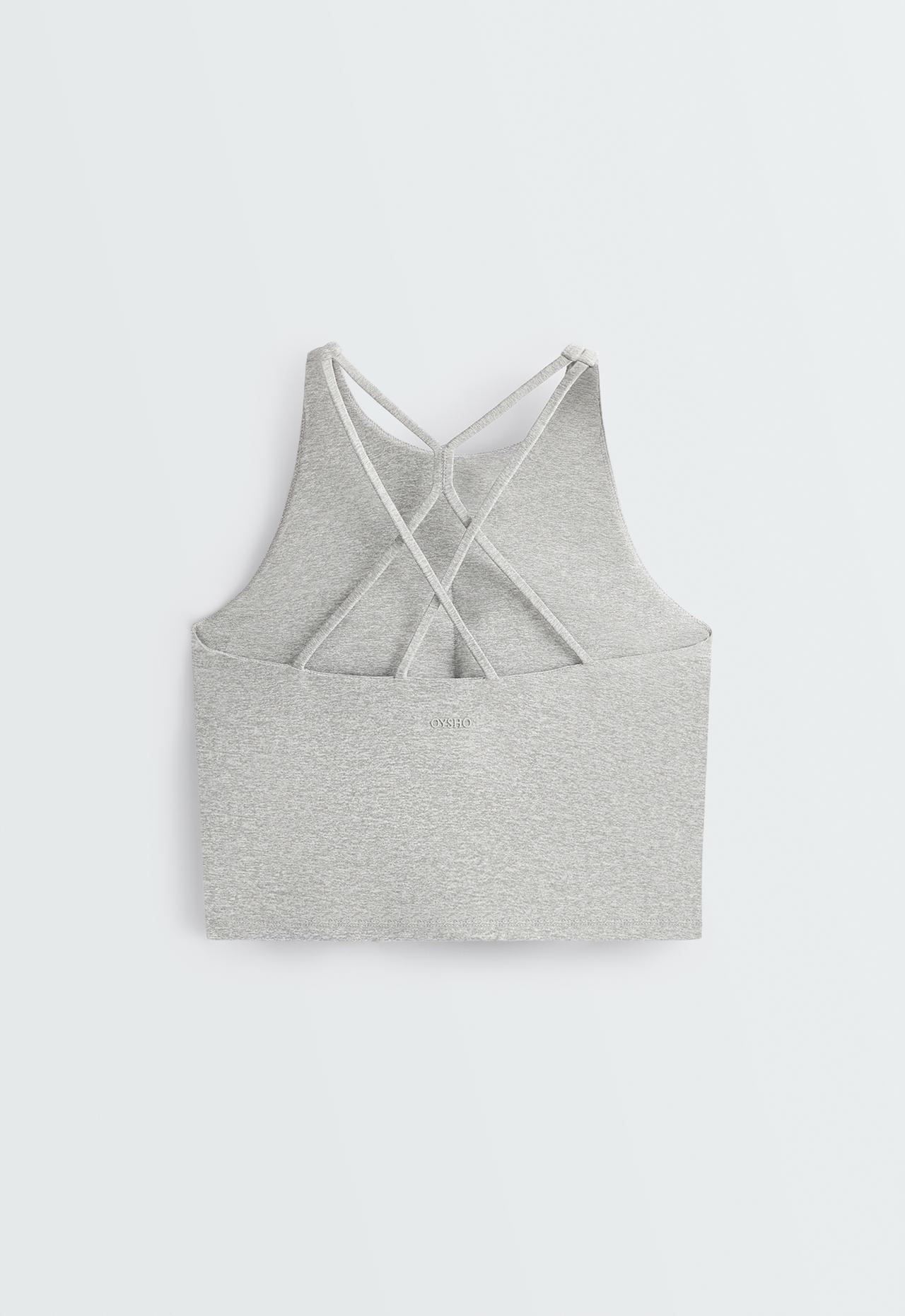 Comfortlux strap tank top with cups marl — PALE GREY