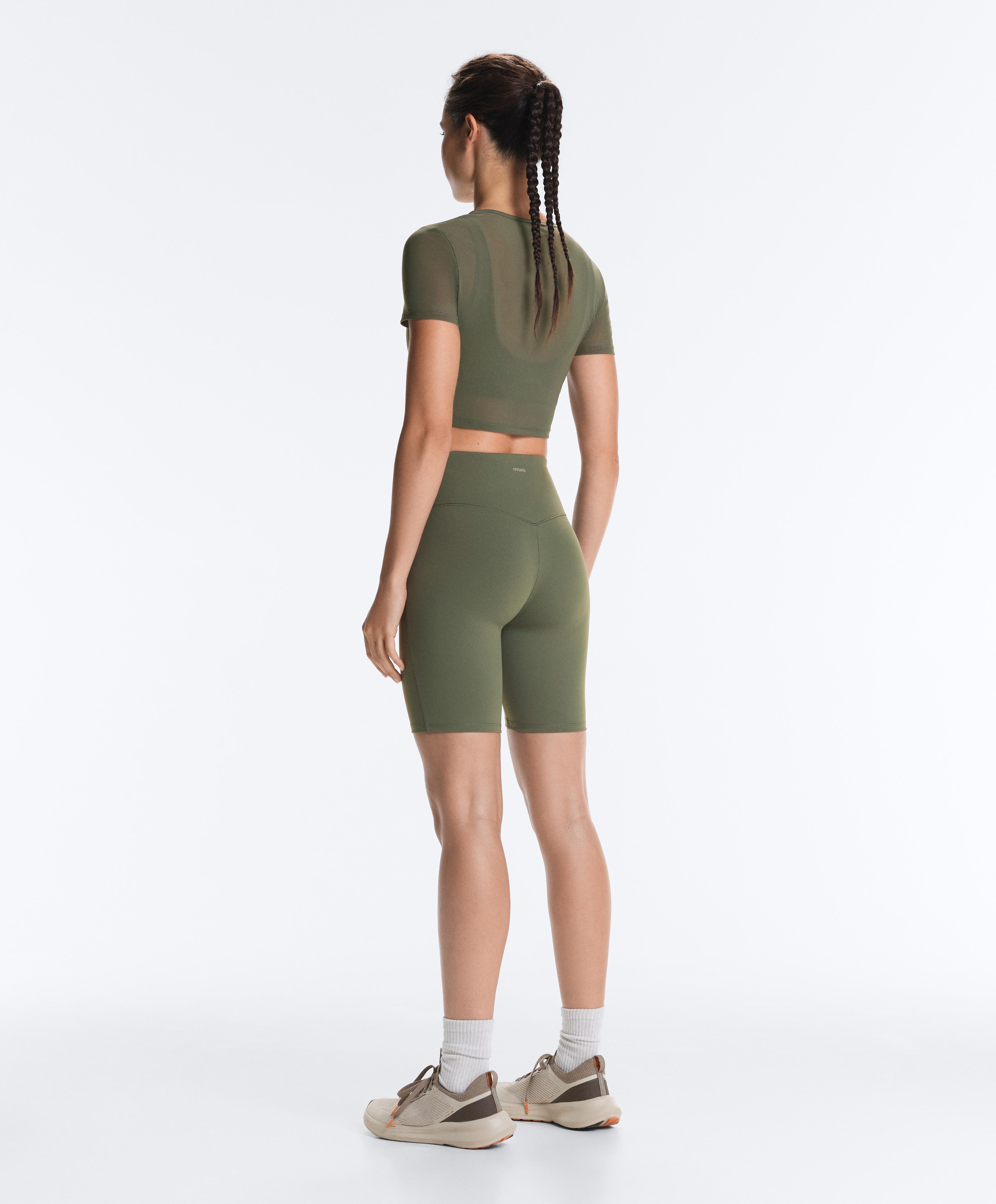 Evermove short-sleeved overlay tank top — KHAKI