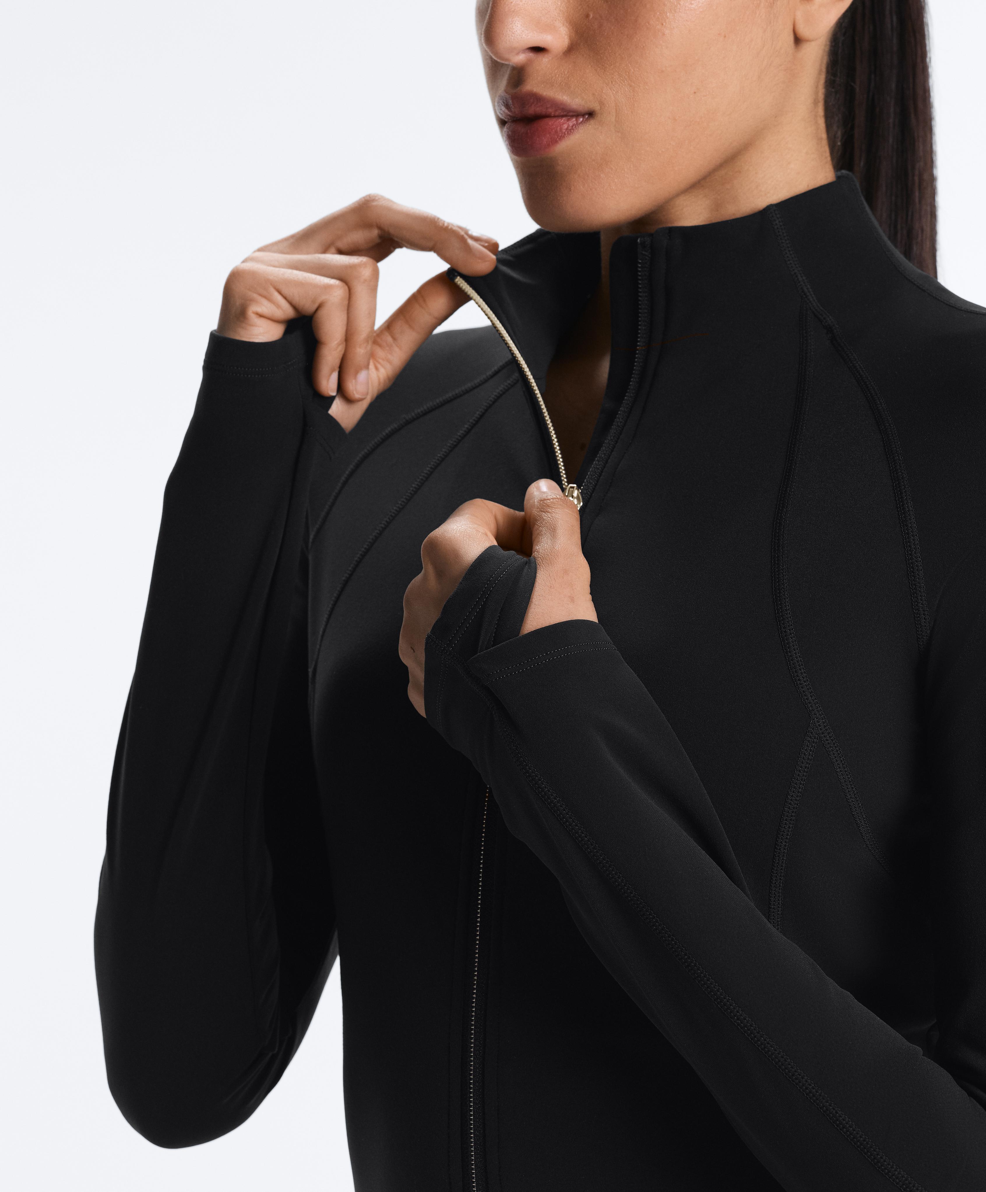 Light warm technical jacket with seams — BLACK