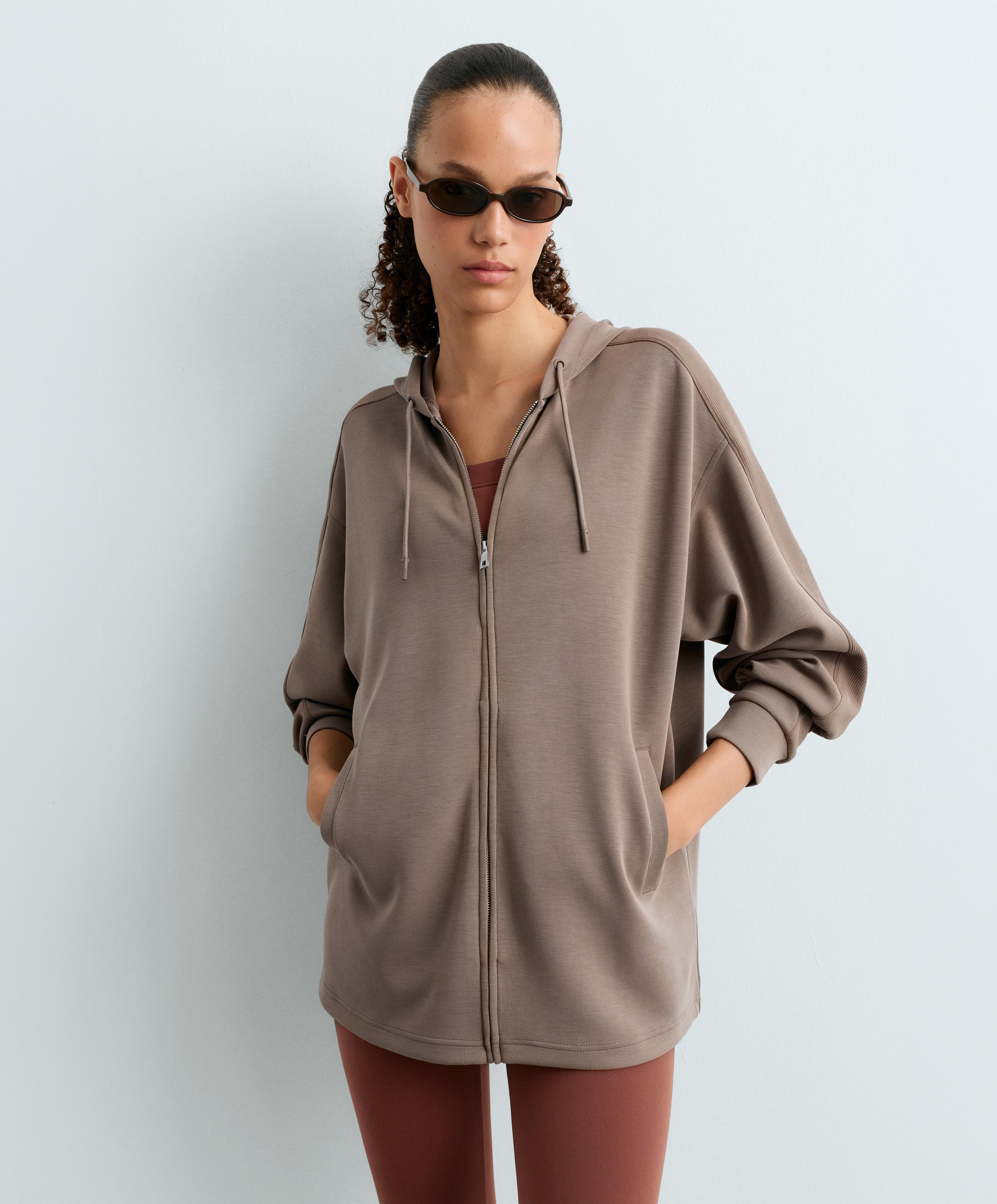 Long jacket with rib details and soft-touch modal — MINK