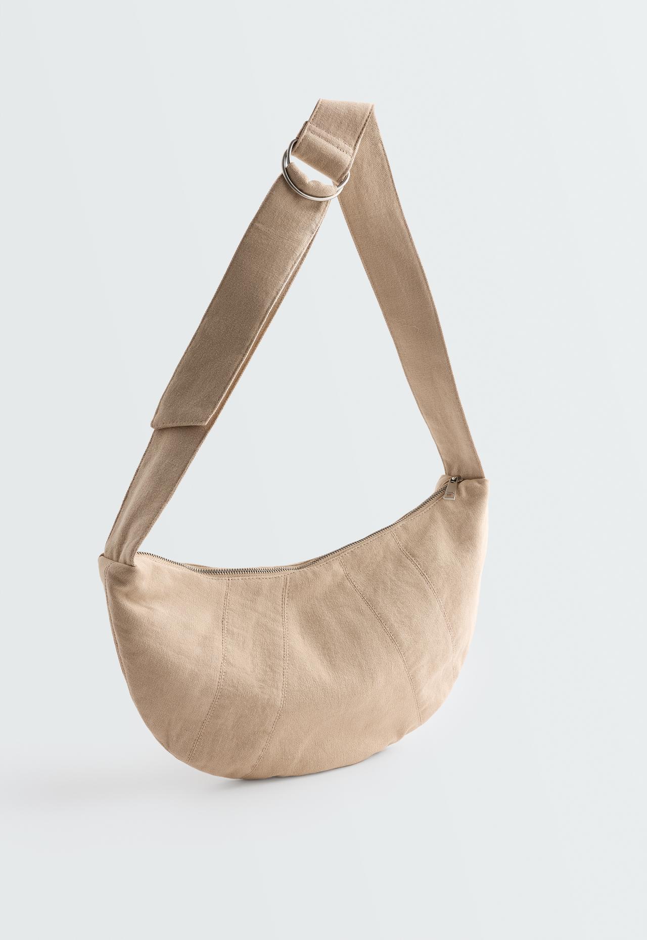 100% cotton crossbody bag — PALE BEIGE