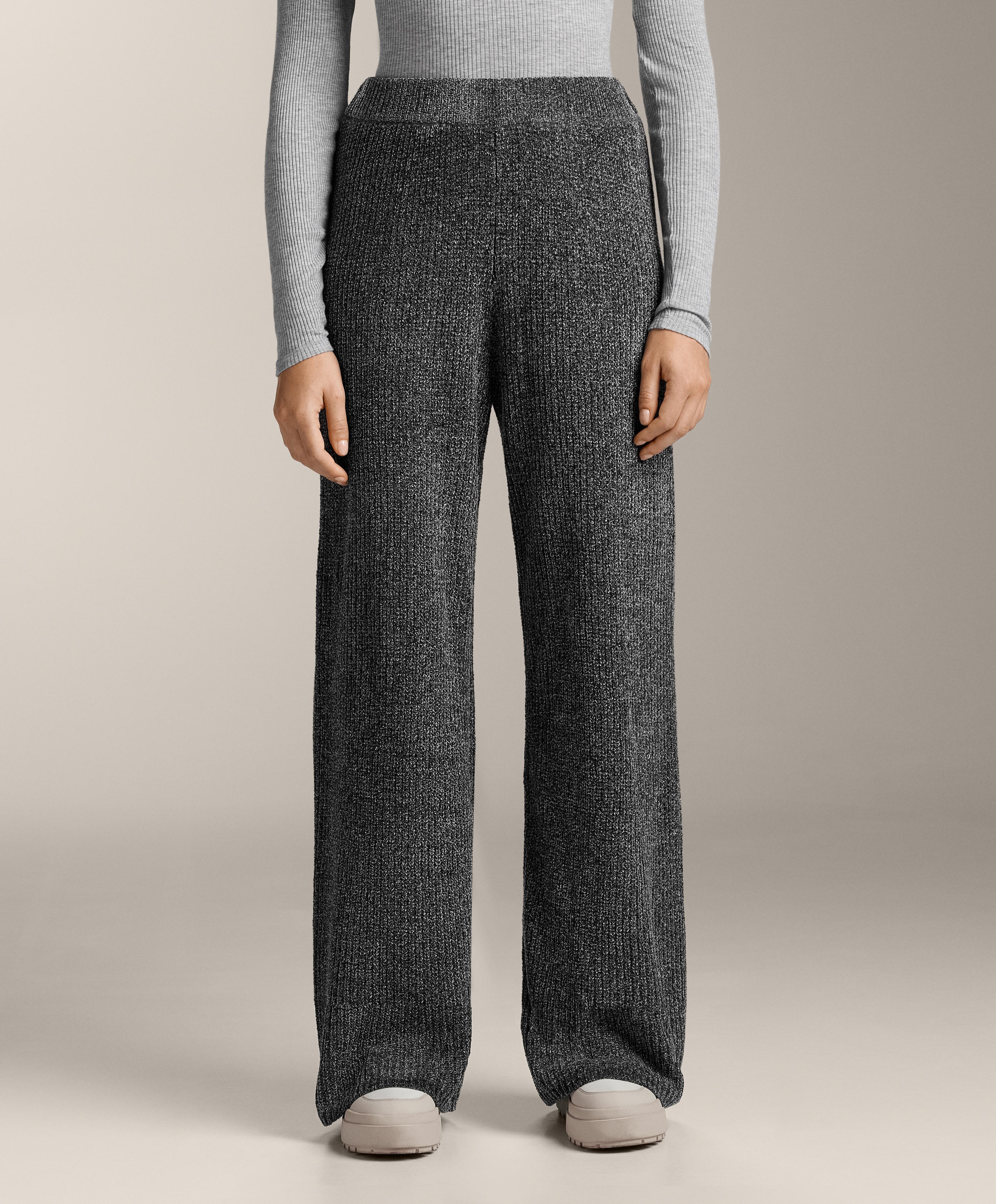 Cable knit flare trousers