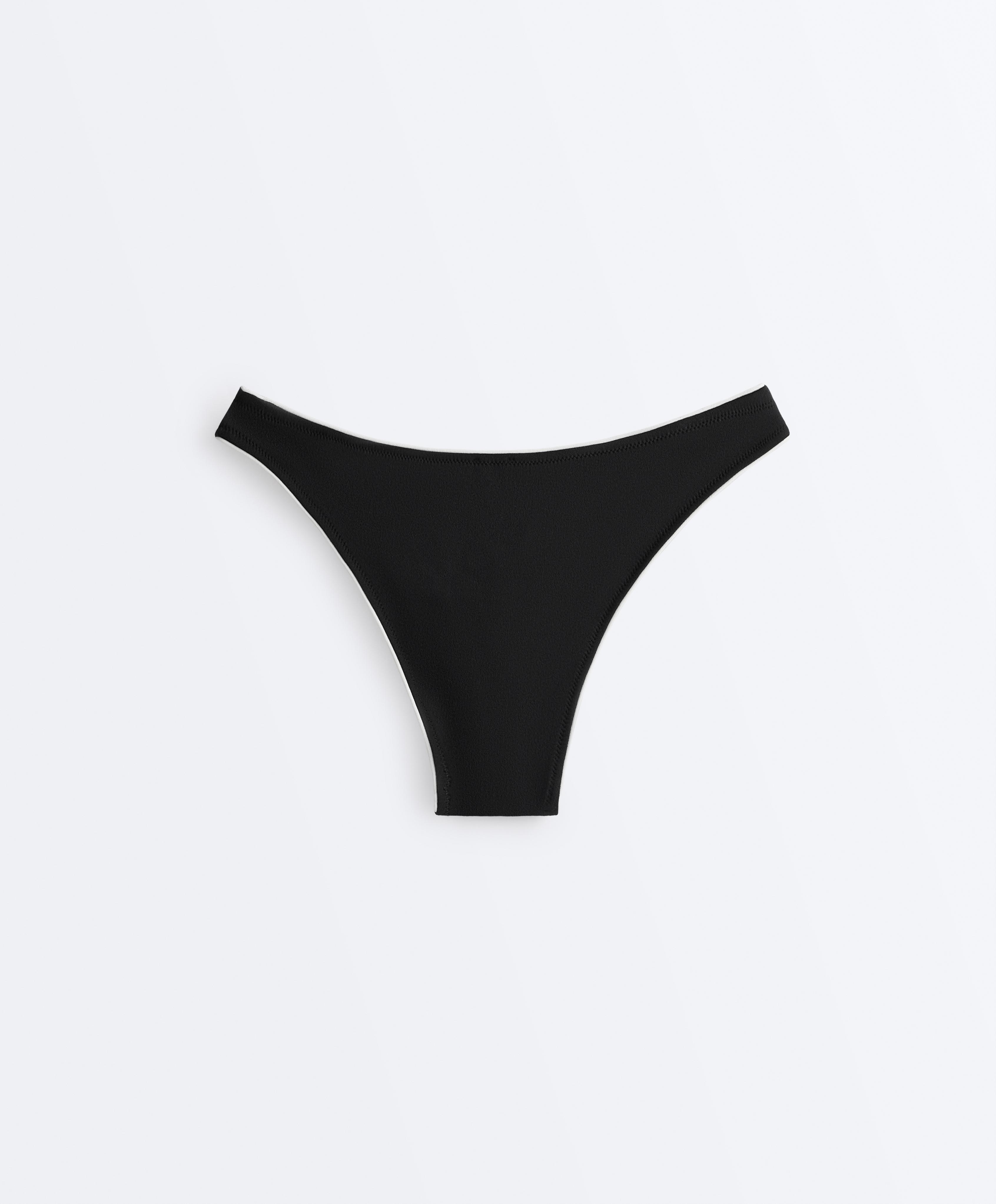 U-cut piping medium-coverage bikini briefs — BLACK