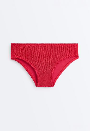 Medium-coverage U-cut crinkle bikini briefs — GERANIUM RED 7