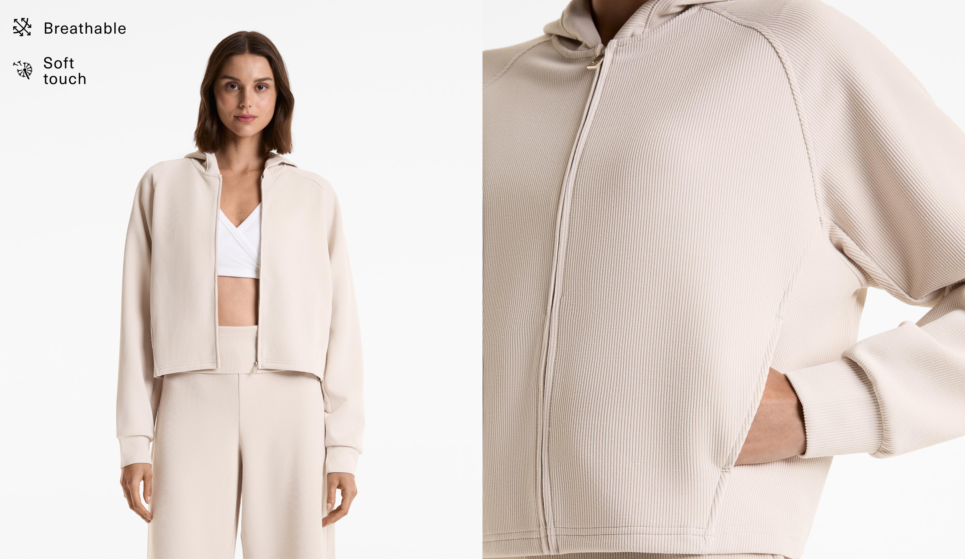 Hooded rib jacket