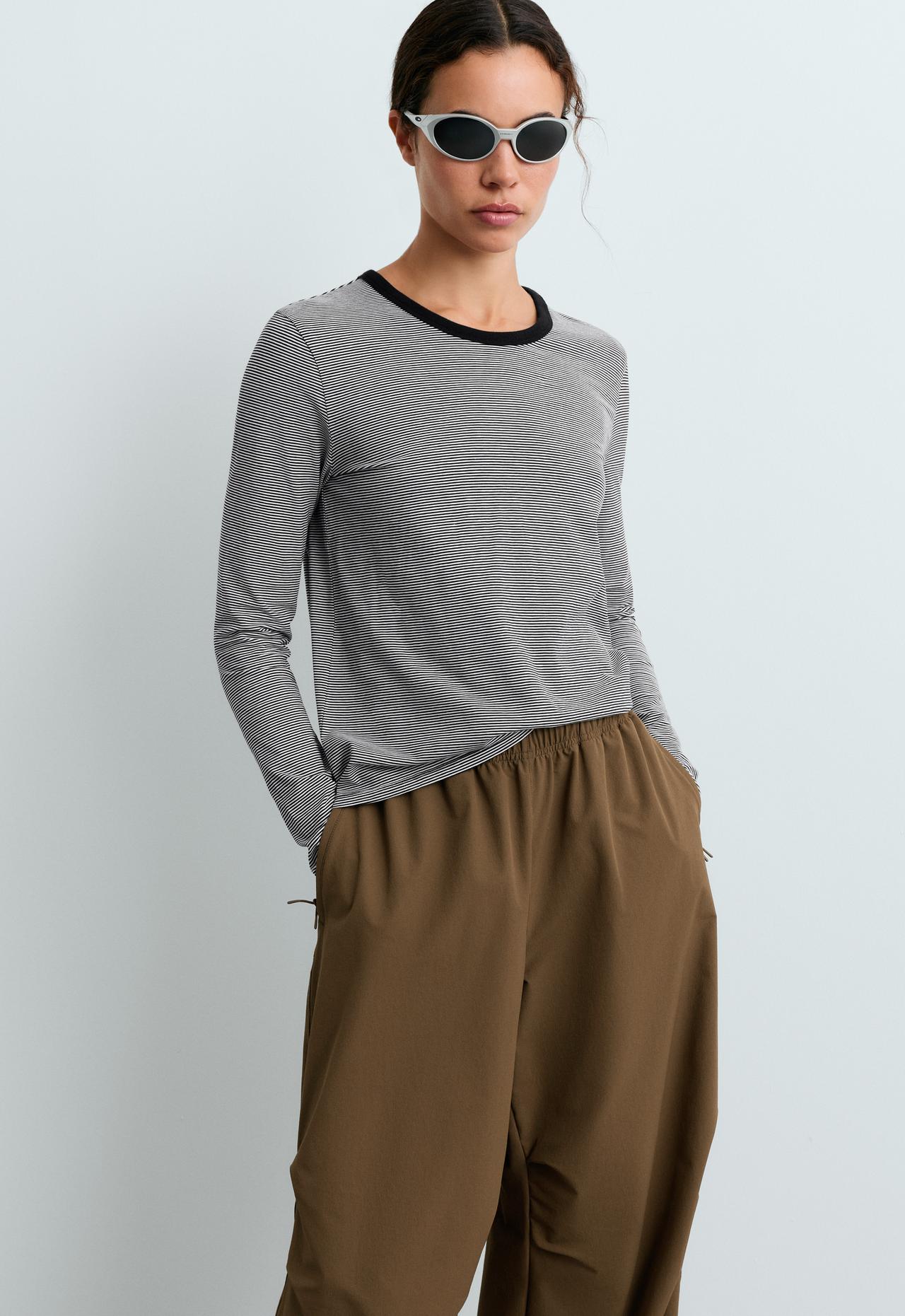 Regular long sleeve striped t-shirt — BLACK
