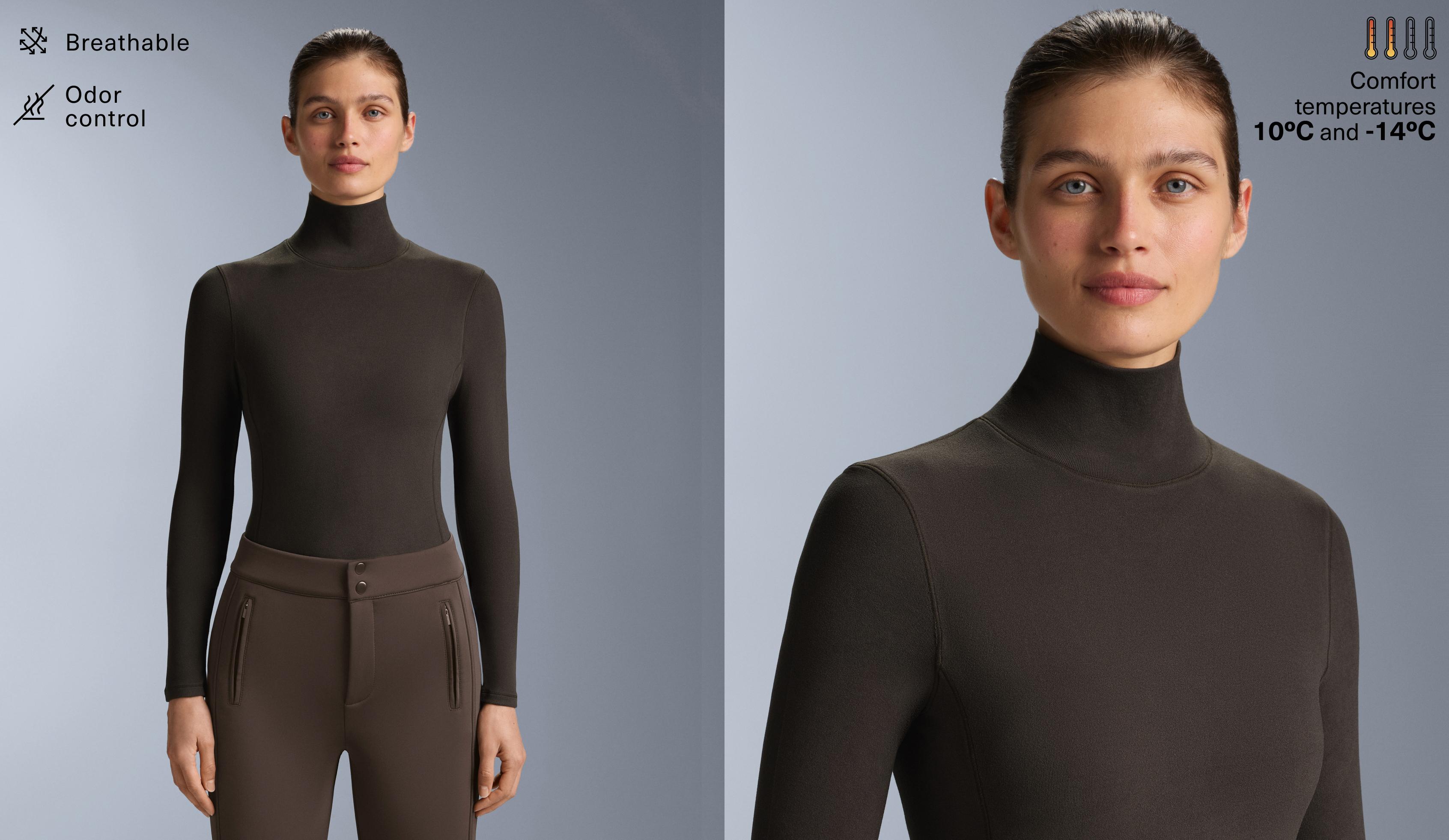 High-neck thermal base layer fleece top