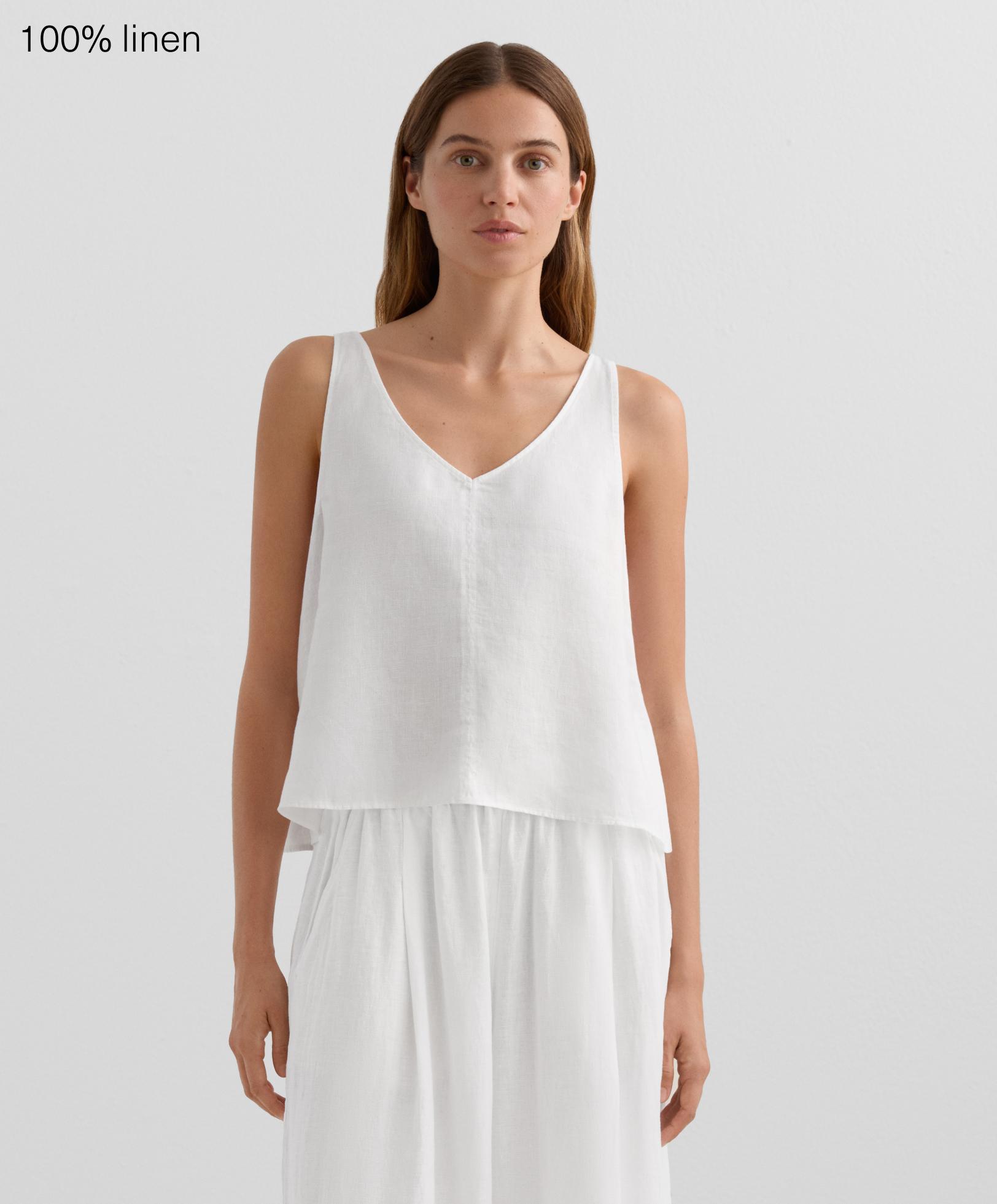 100% linen V-neck strap top 100% linen V-neck strap top