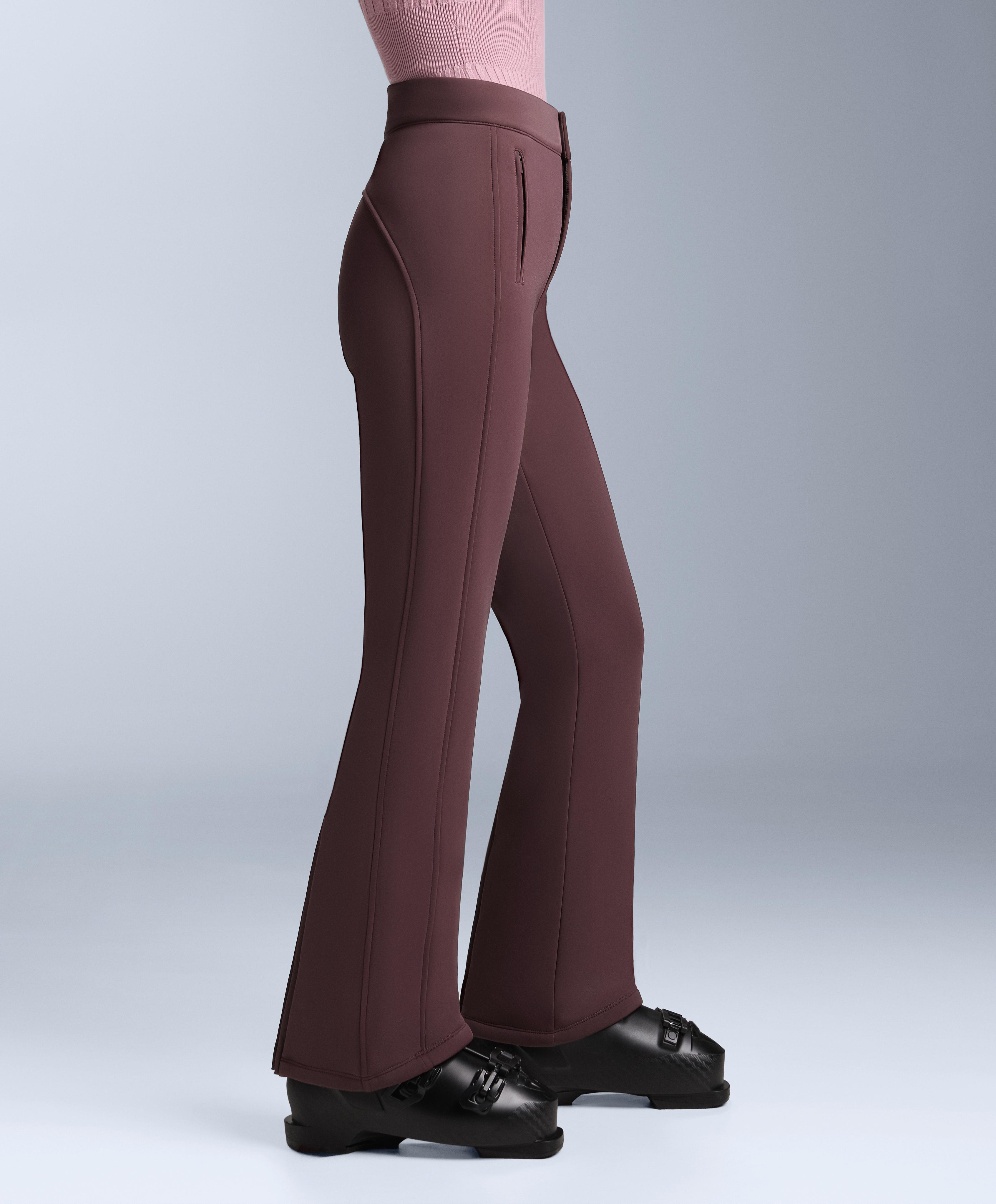 Water-resistant flare stretch SKI trousers — DARK WINE RED