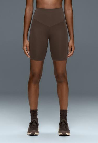 High rise compressive pocket 20 cm biker leggings — BROWN 3
