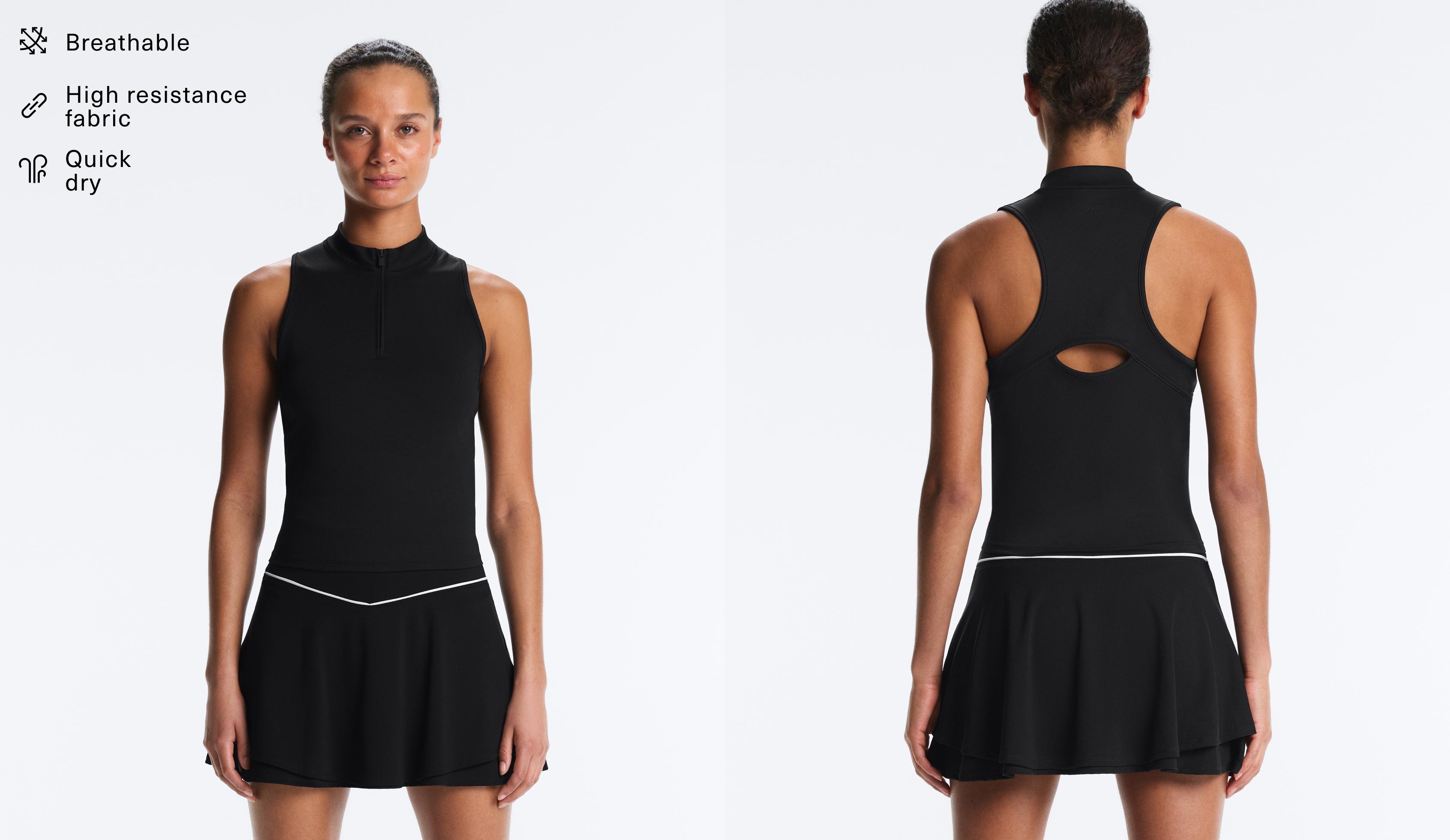 Half-zip sleeveless top — BLACK