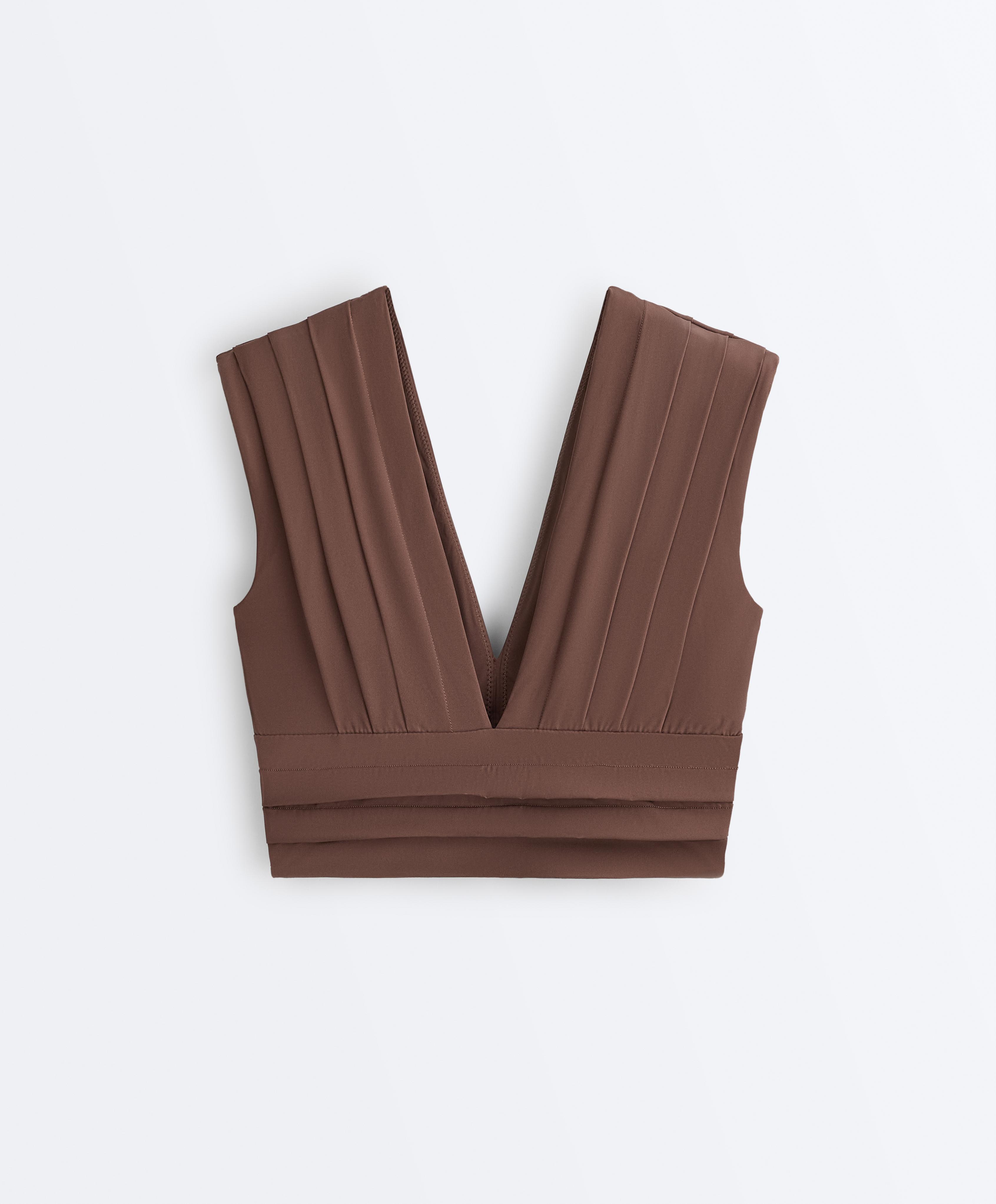 Light Touch pleated tank top — MID-BROWN