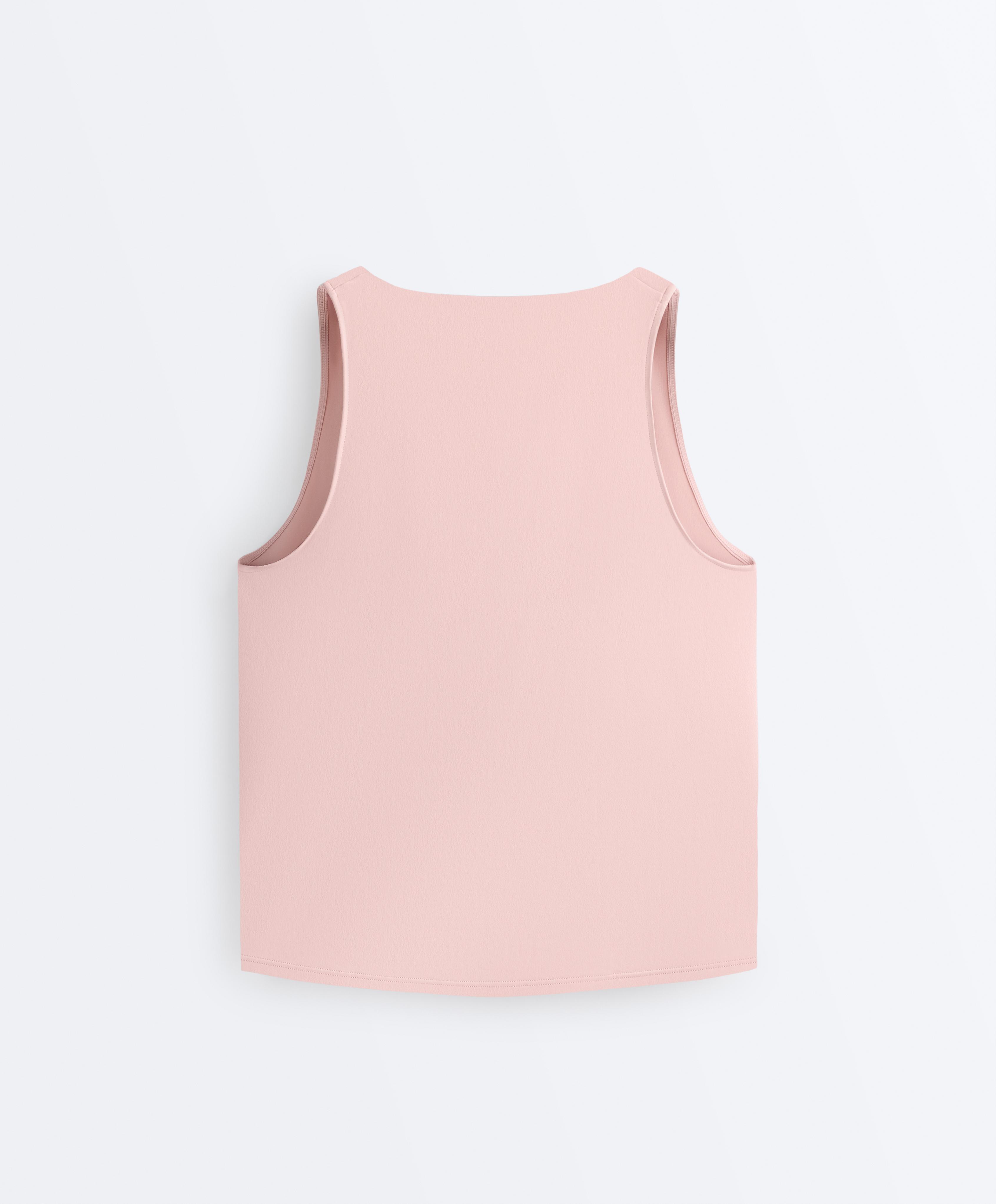 Cross-over sleeveless Comfortlux T-shirt — NUDE PINK