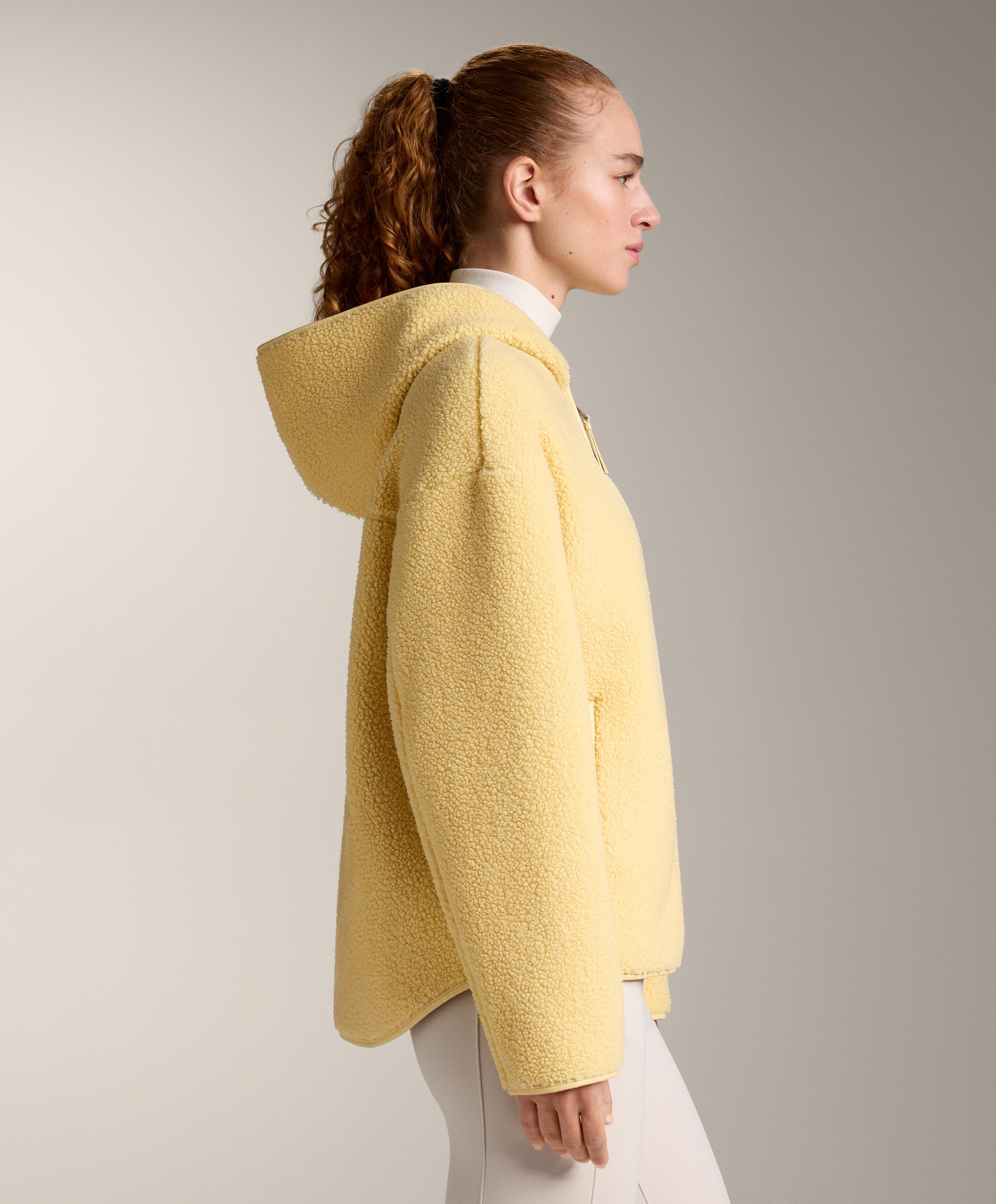 Faux-shearling jacket with hood — YELLOW