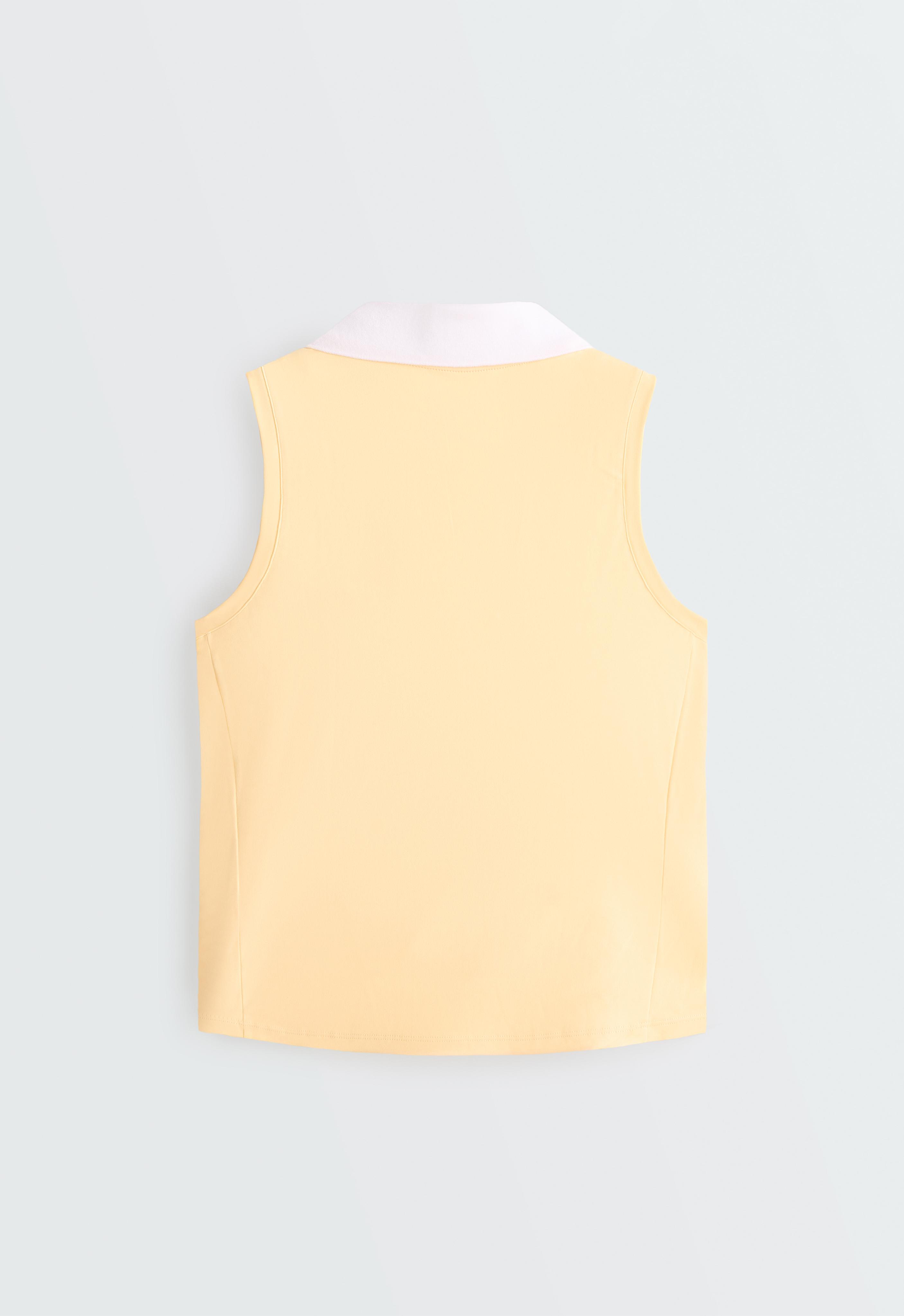 Contrast sleeveless Comfortlux polo shirt — PALE YELLOW