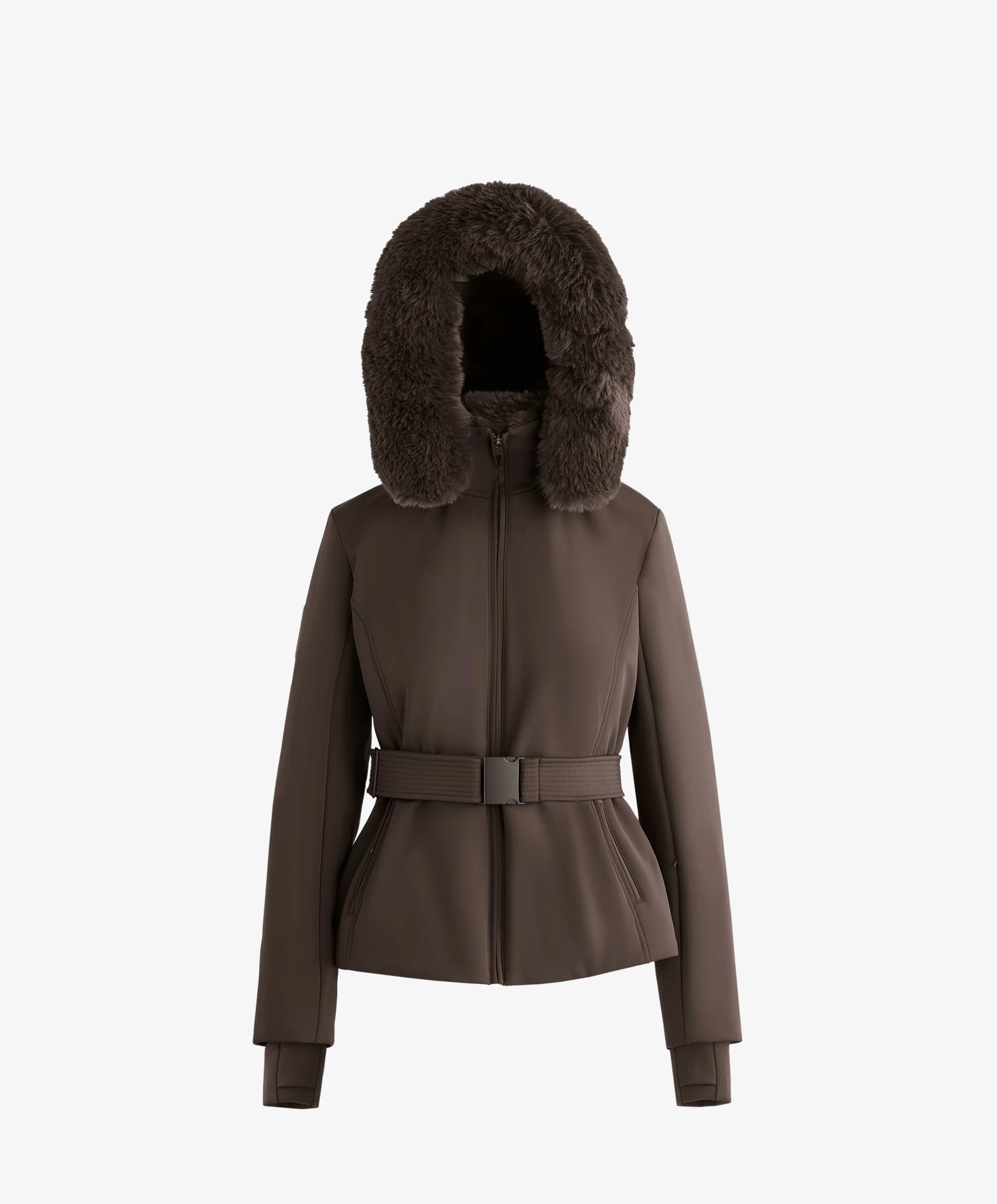Primaloft® SKI water-resistant super-slim fit jacket — DARK BROWN