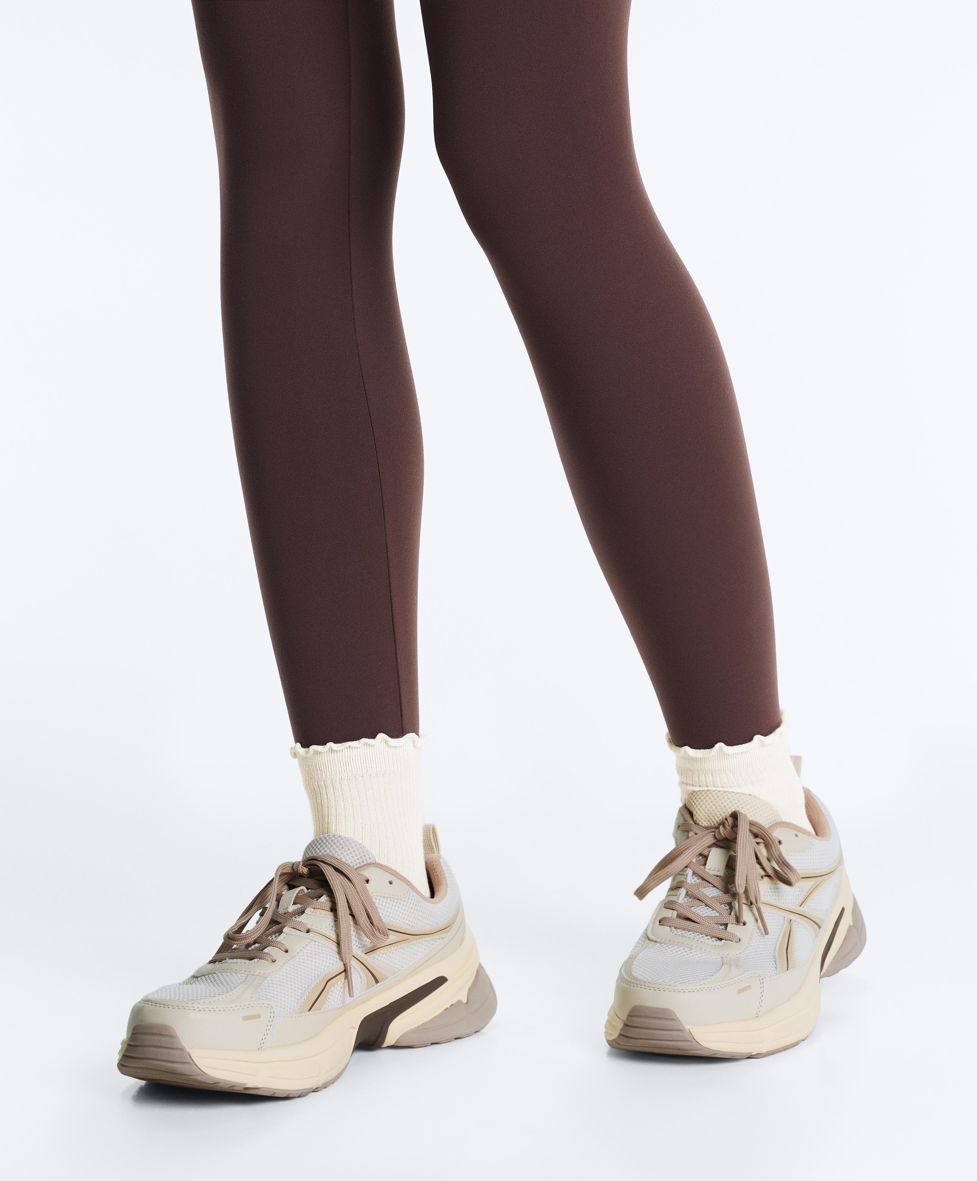 3 pairs of cotton blend quarter socks with curled edge — PLUM