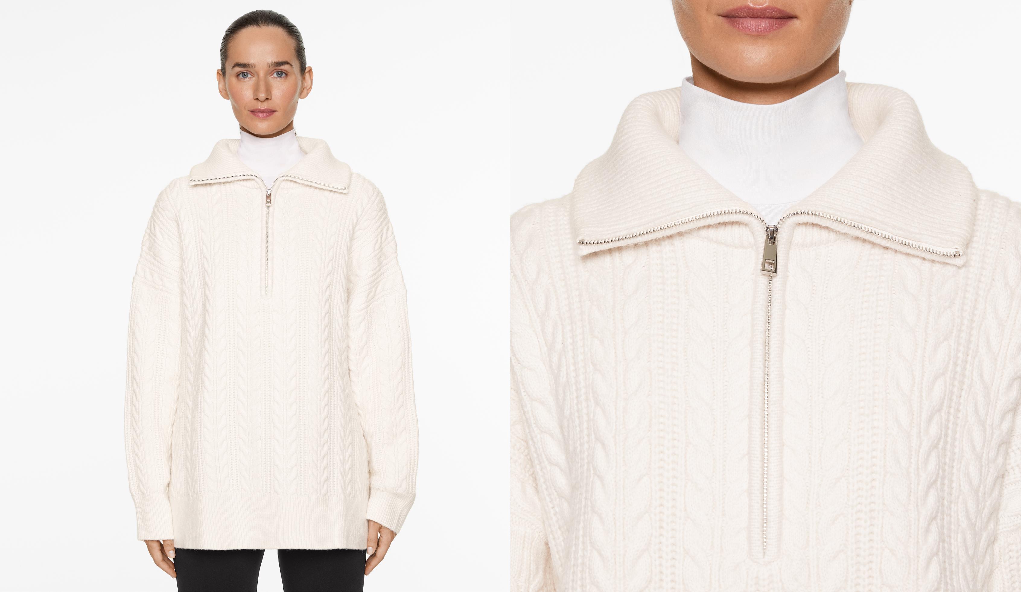 Half-zip cable-knit jumper