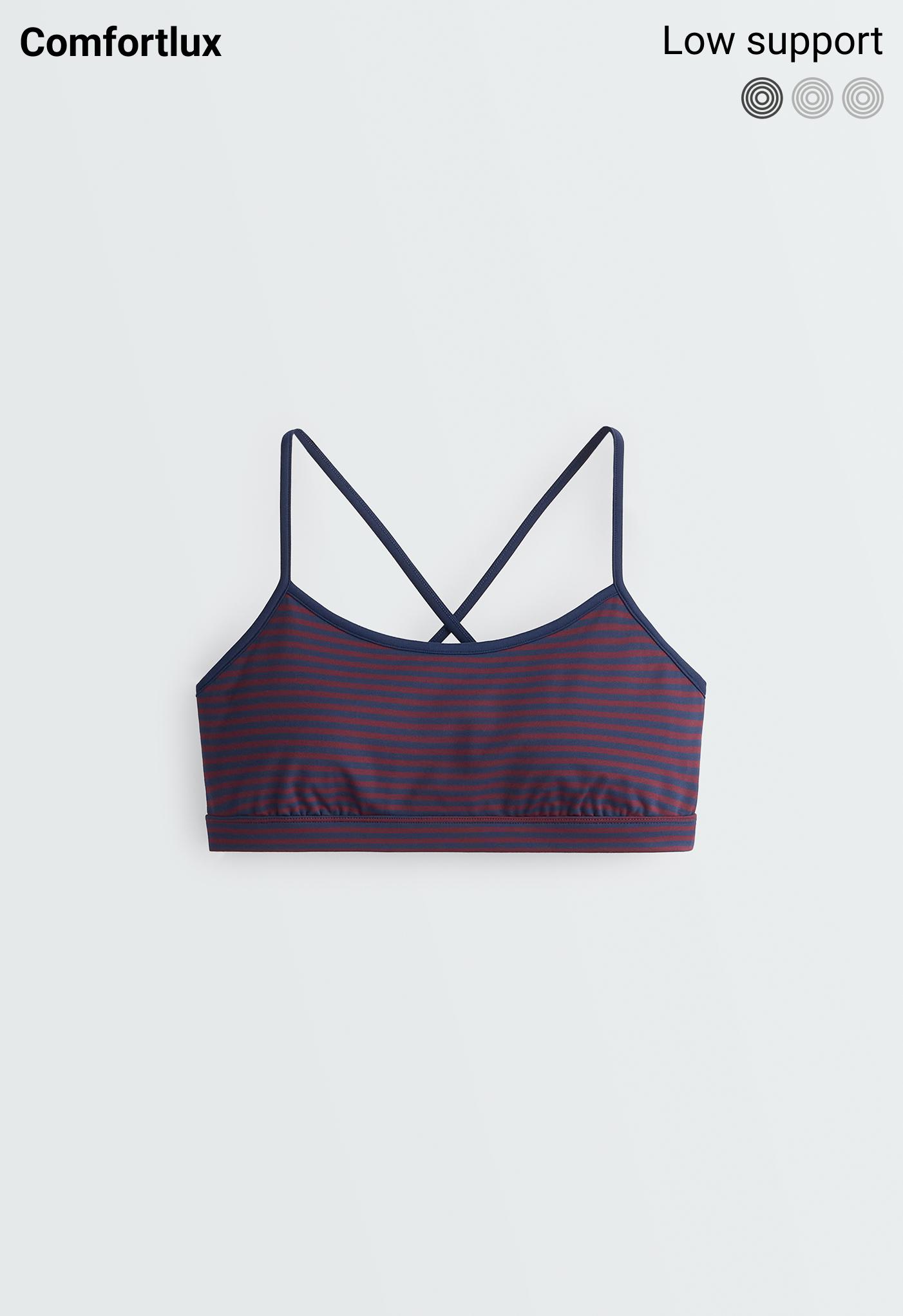 Low-support striped Comfortlux sports bra — STRAWBERRY