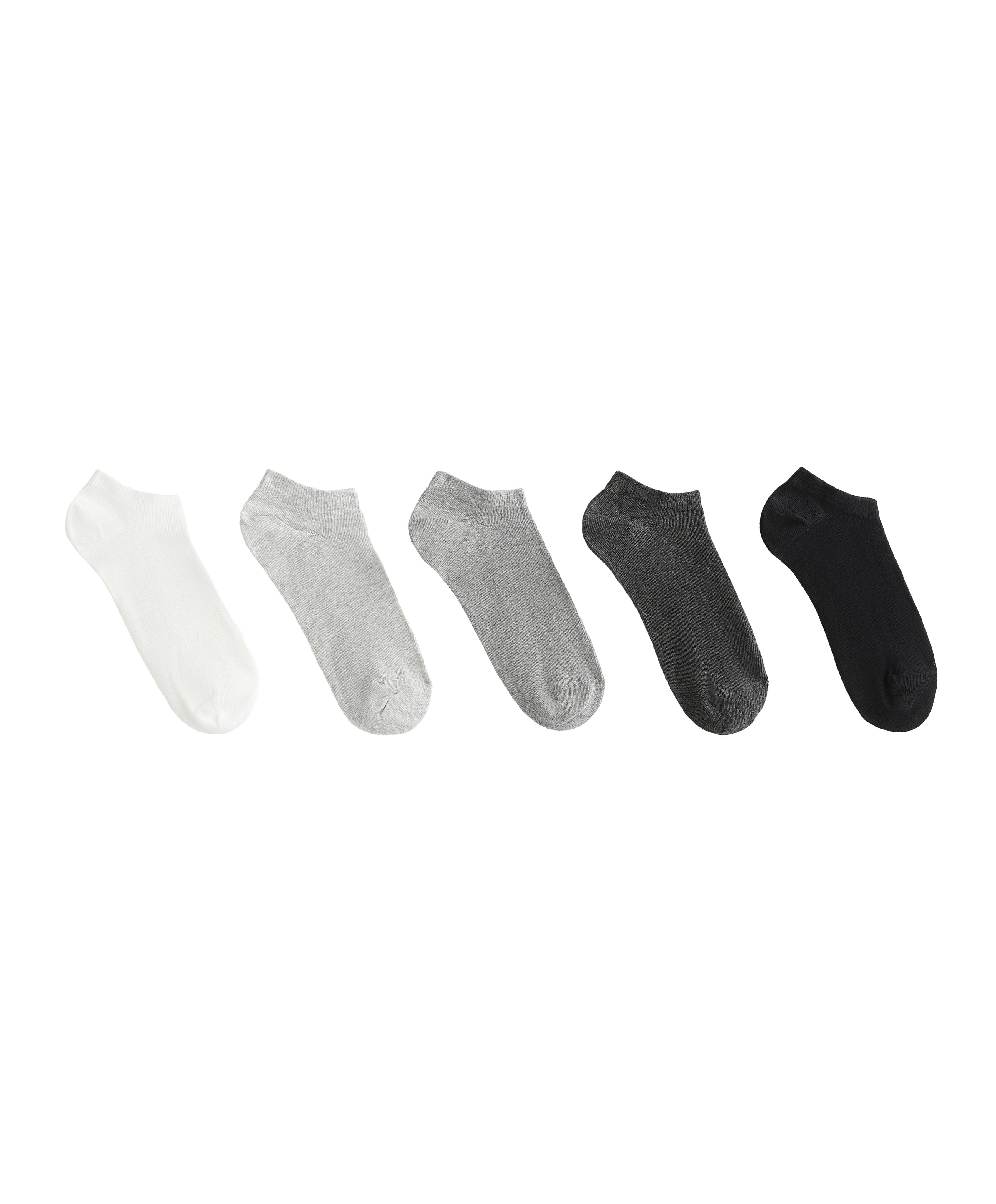 5 pairs of cotton blend sneaker socks — DARK GREY