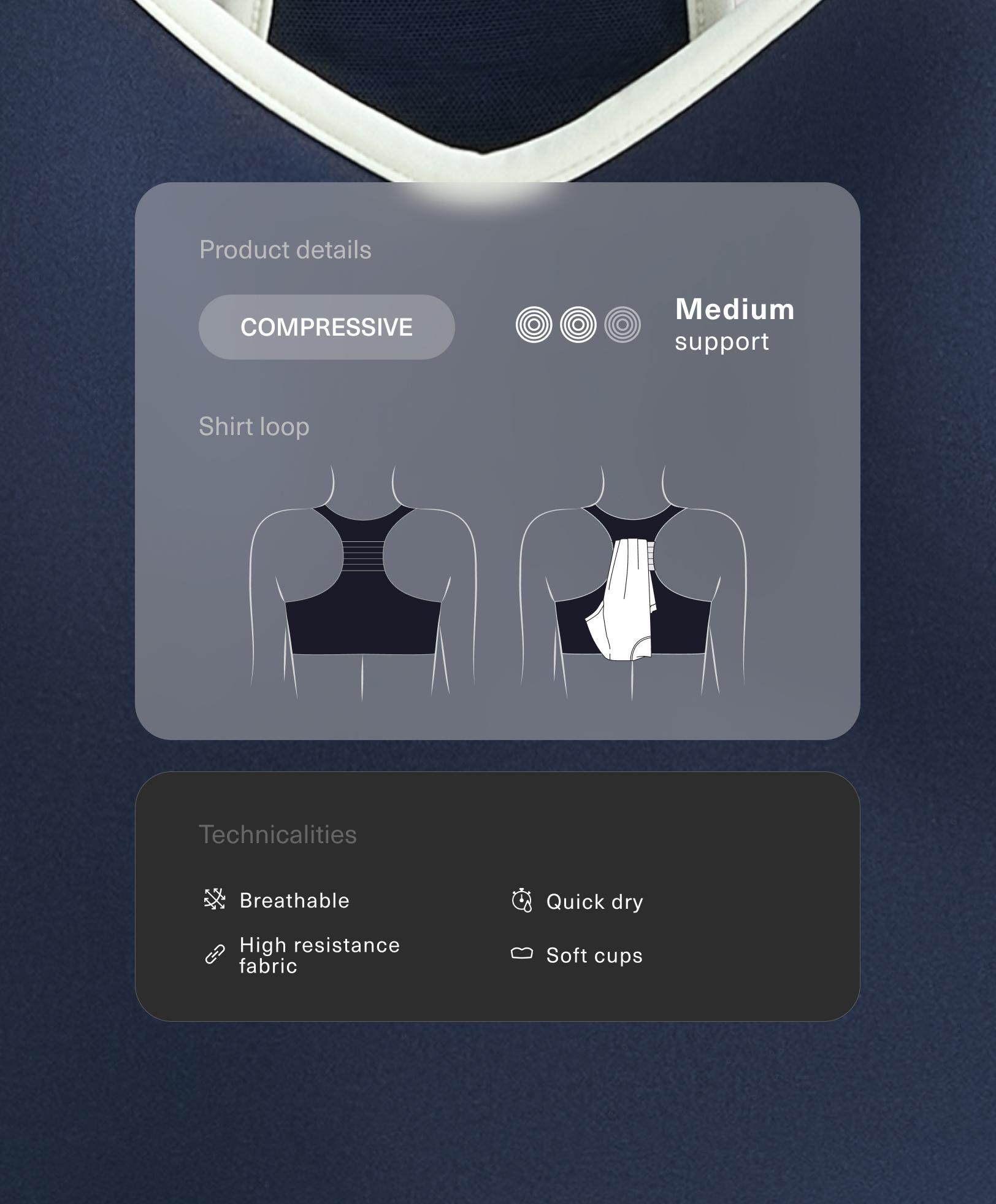 Compressive спортен сутиен средна поддръжка с чашки и ластик Compressive спортен сутиен средна поддръжка с чашки и ластик