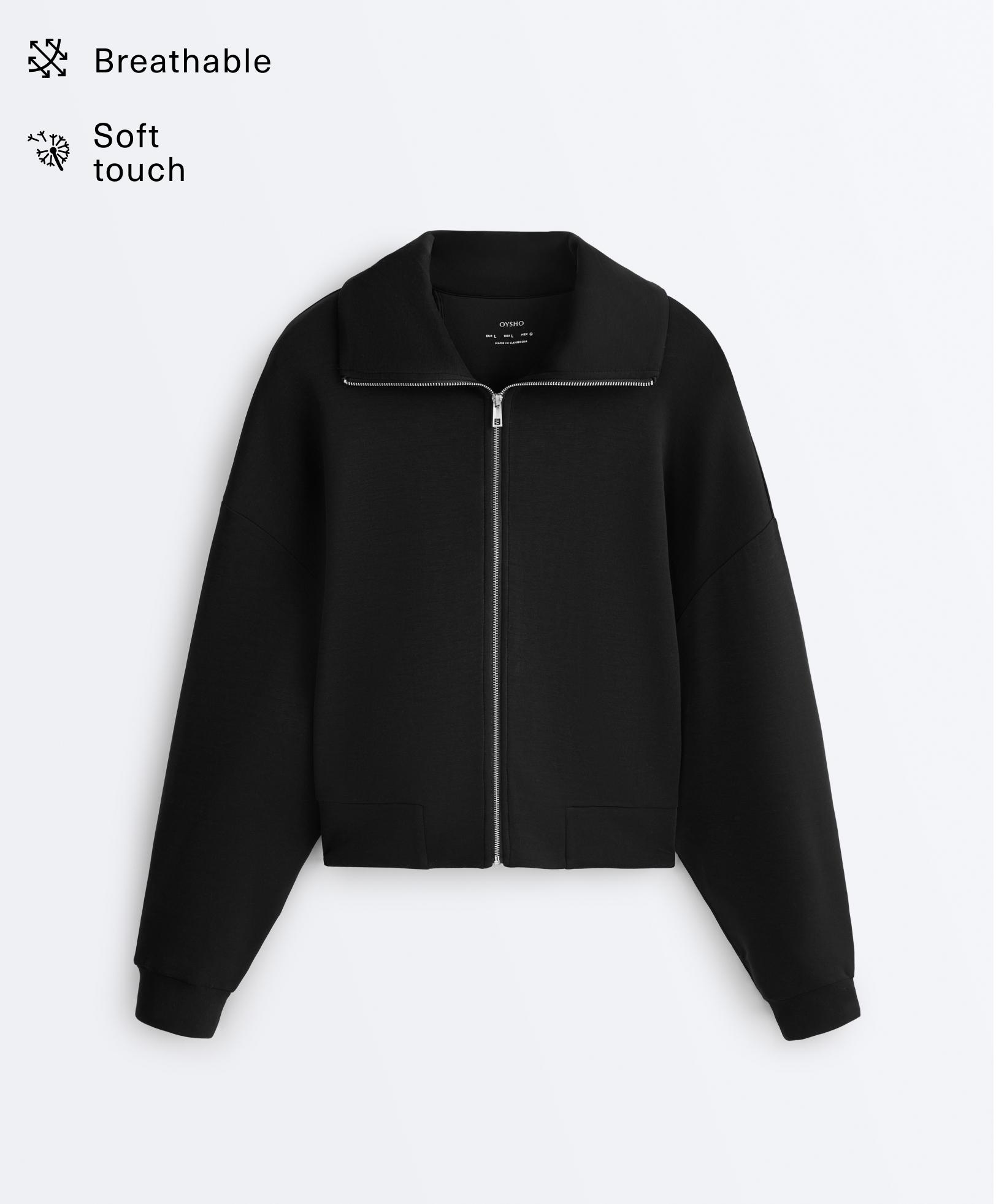 Boxy jacket with soft-touch modal — BLACK
