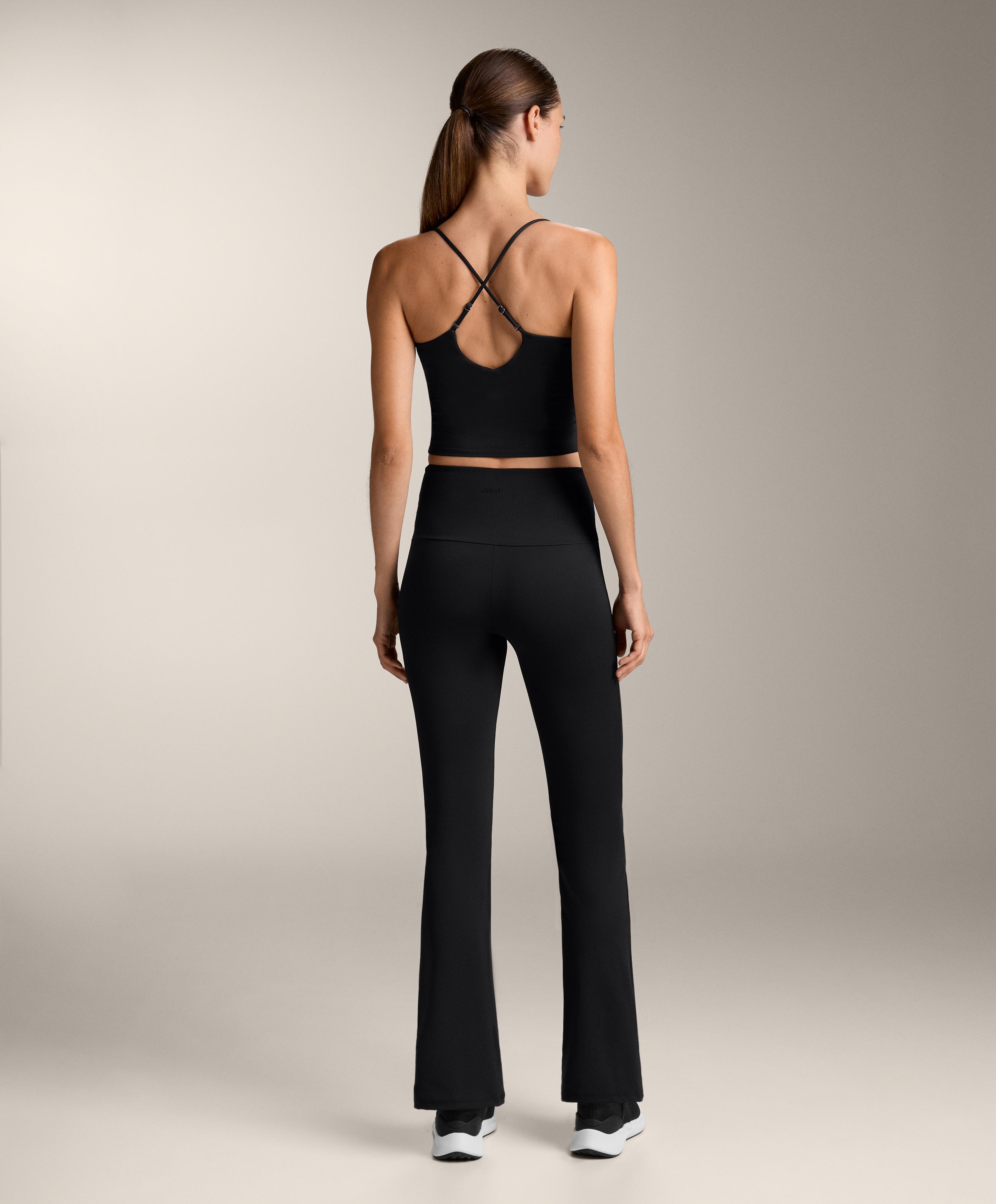 Super high rise Comfortlux flare trousers — BLACK