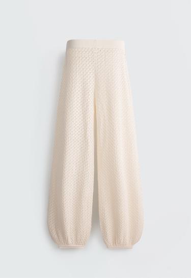 Knit crochet trousers — PALE ECRU 6